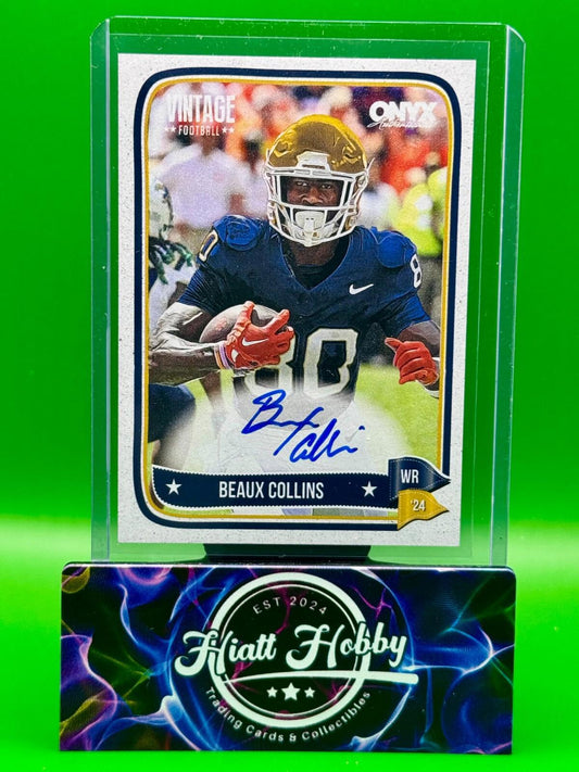 2024 Onyx Vintage Football - Beaux Collins #VABECO - Auto (AU,RC)