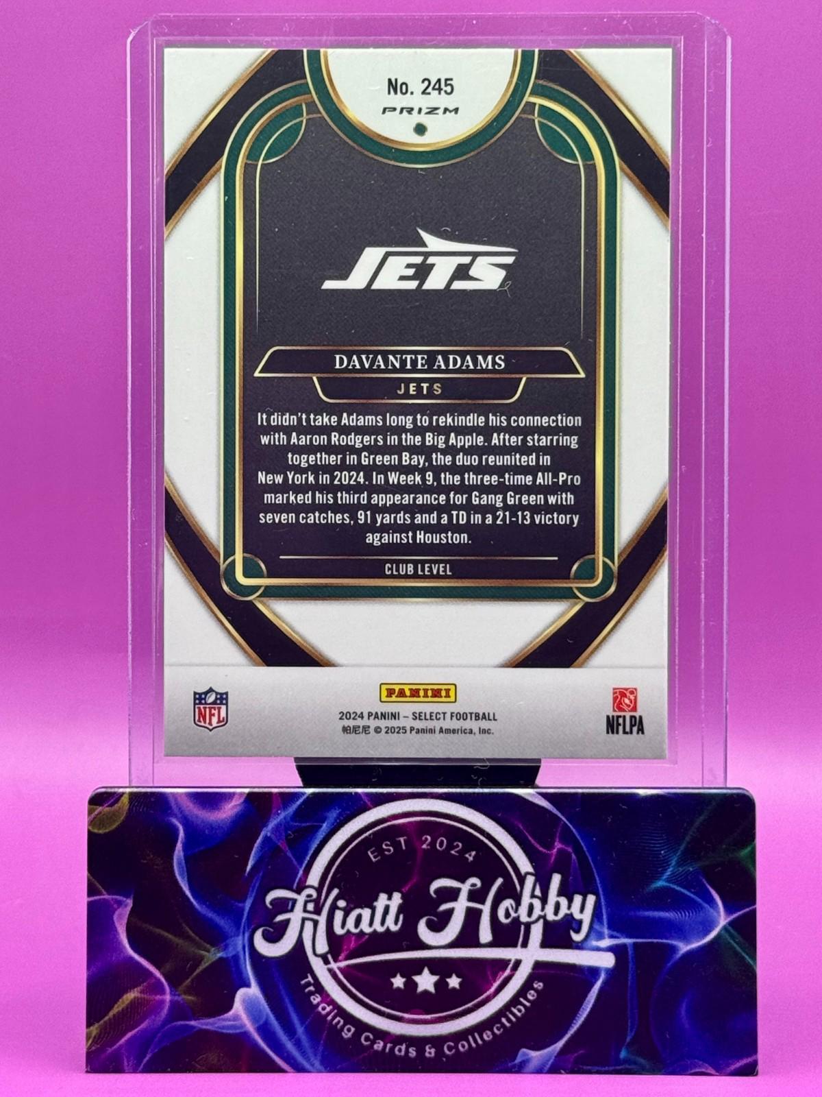 2024 Panini Select - Club Level Davante Adams #245 Black & Green Shock Prizm