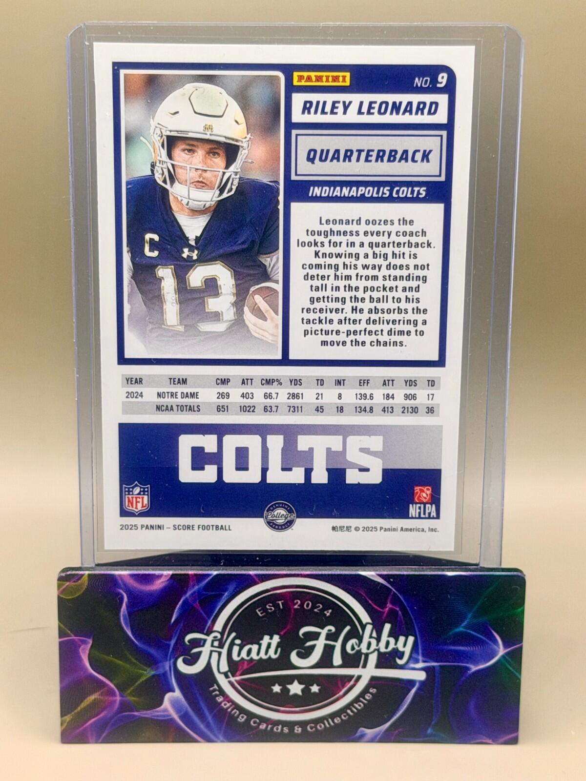 2025 Panini Score - #9 Riley Leonard (RC)