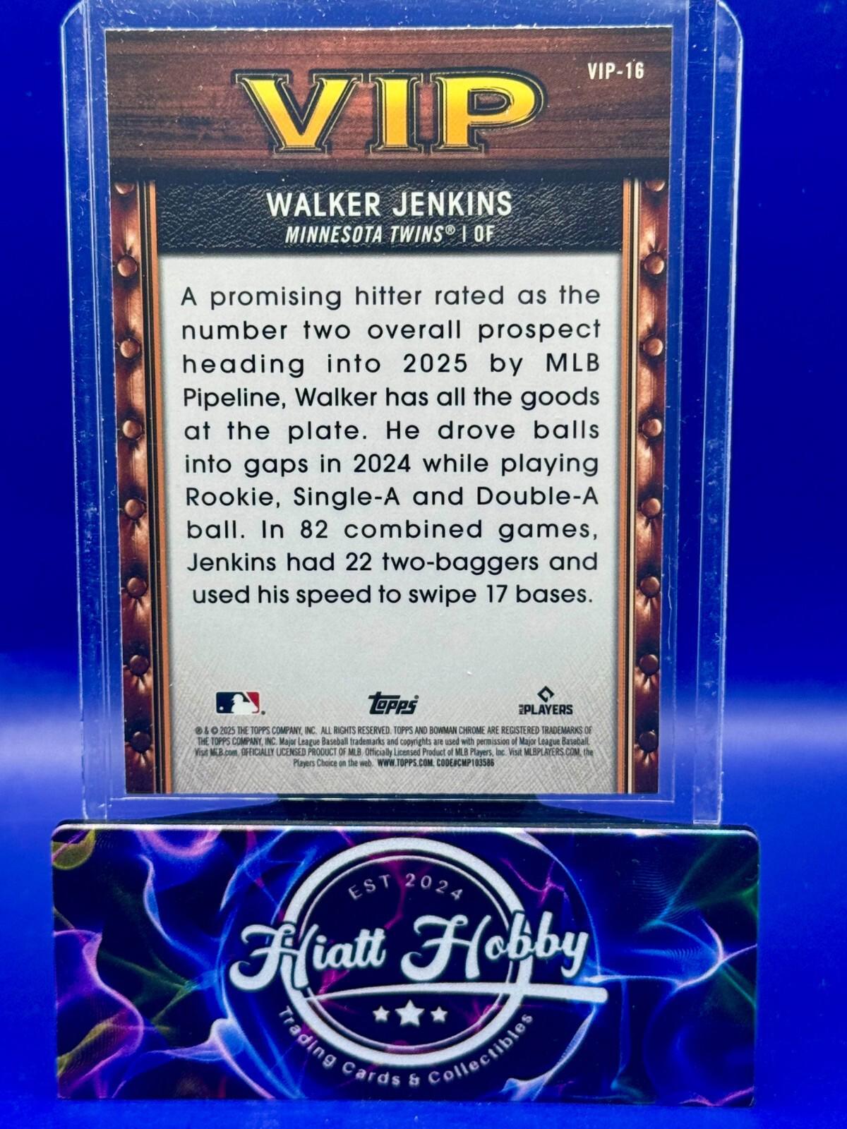 2025 Bowman Chrome - Walker Jenkins #VIP-16 - Very Importan Prospects - Mojo Ref