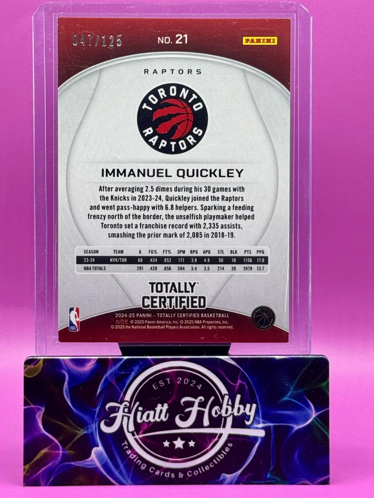 2024-25 Panini Total Certified - Immanuel Quickley #21 - Pink Mirror /125
