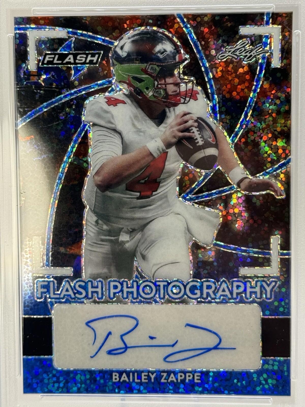 BAILEY ZAPPE 🏈 2022 Leaf Flash Photography Blue Auto #FP-BZ1 | 1 /25 | PSA 9
