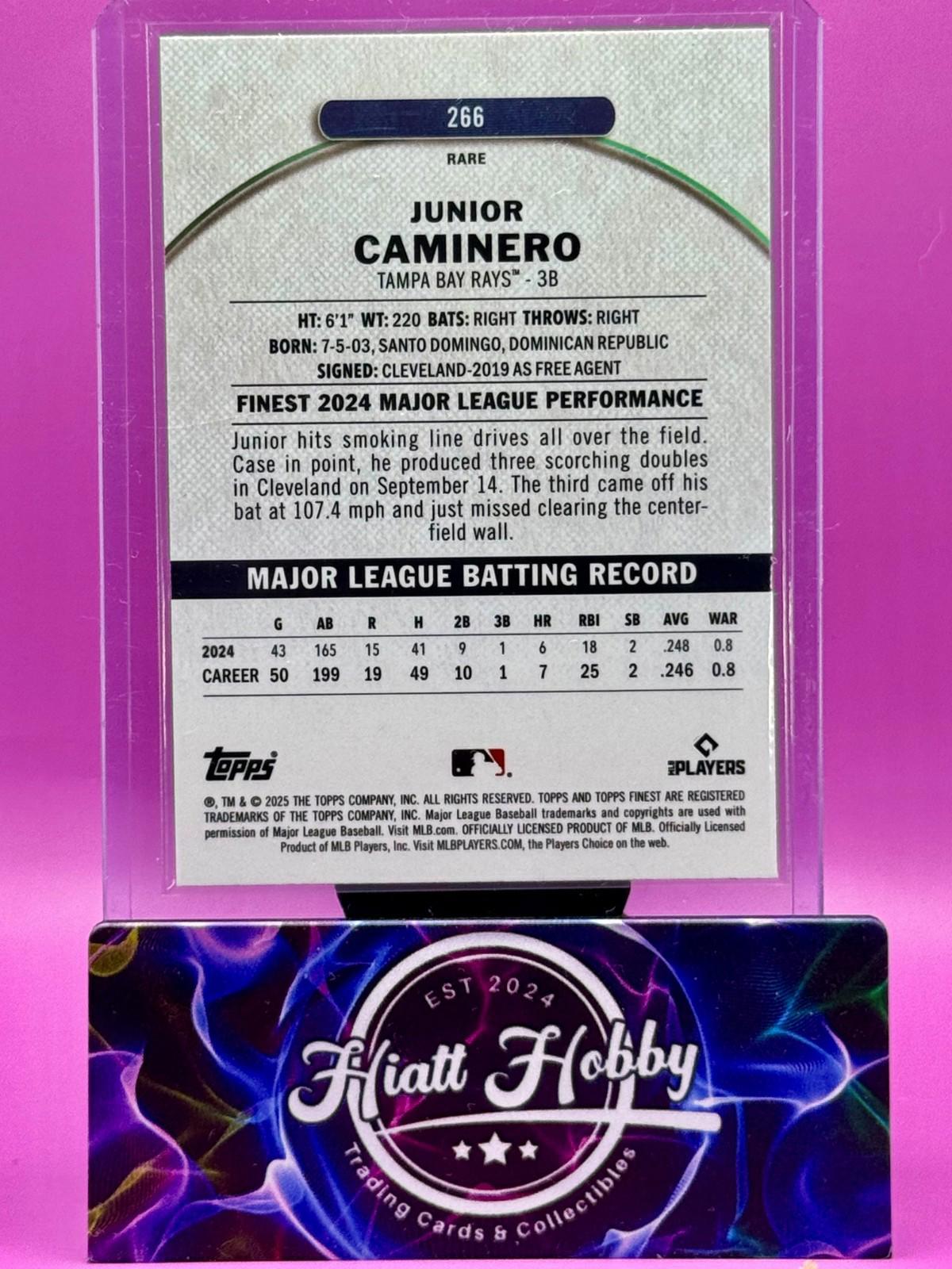 2025 Topps Finest - Junior Caminero #266 - Rare - X-Fractor