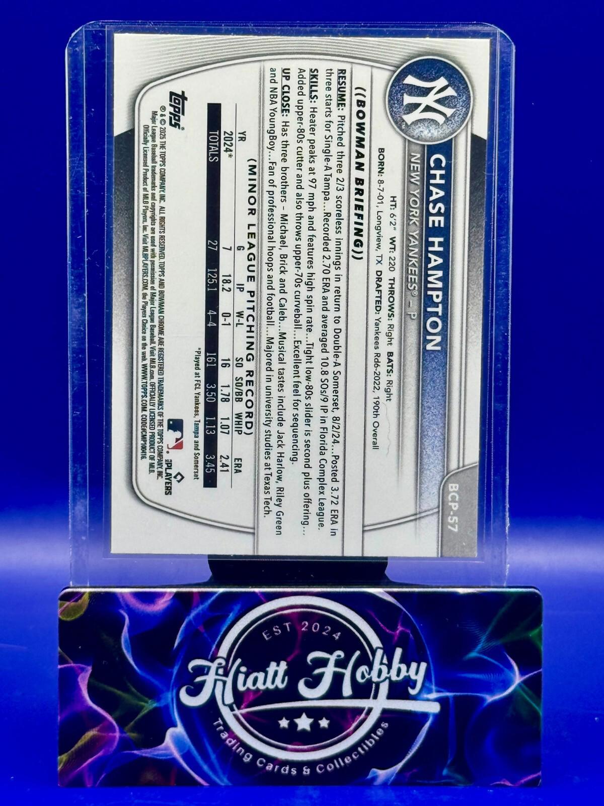 2025 Bowman - Chrome Prospects Chase Hampton #BCP-57 Reptilian Refractor (RC)