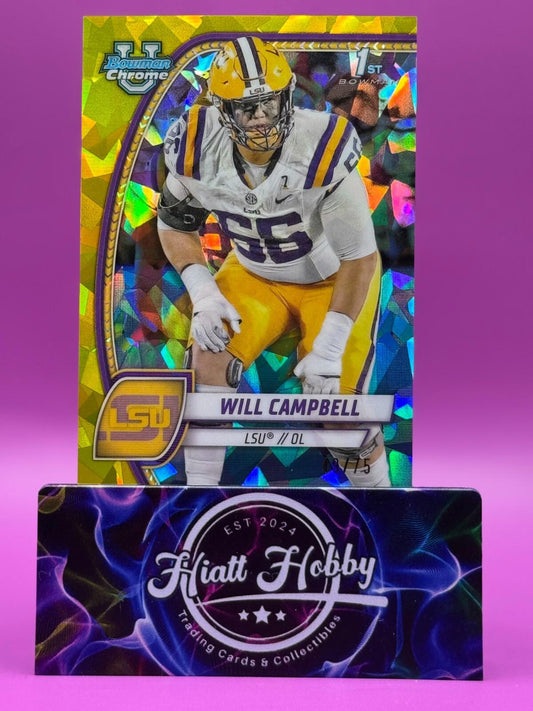 2024 Bowman University Chrome Sapphire Edition - #181 Will Campbell (RC)