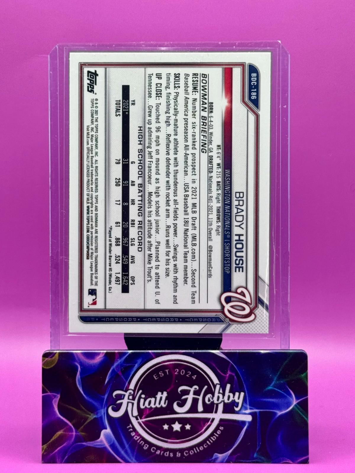 2021 Bowman Draft Chrome - Brady House #BDC-186 - Mojo Refractor (RC)