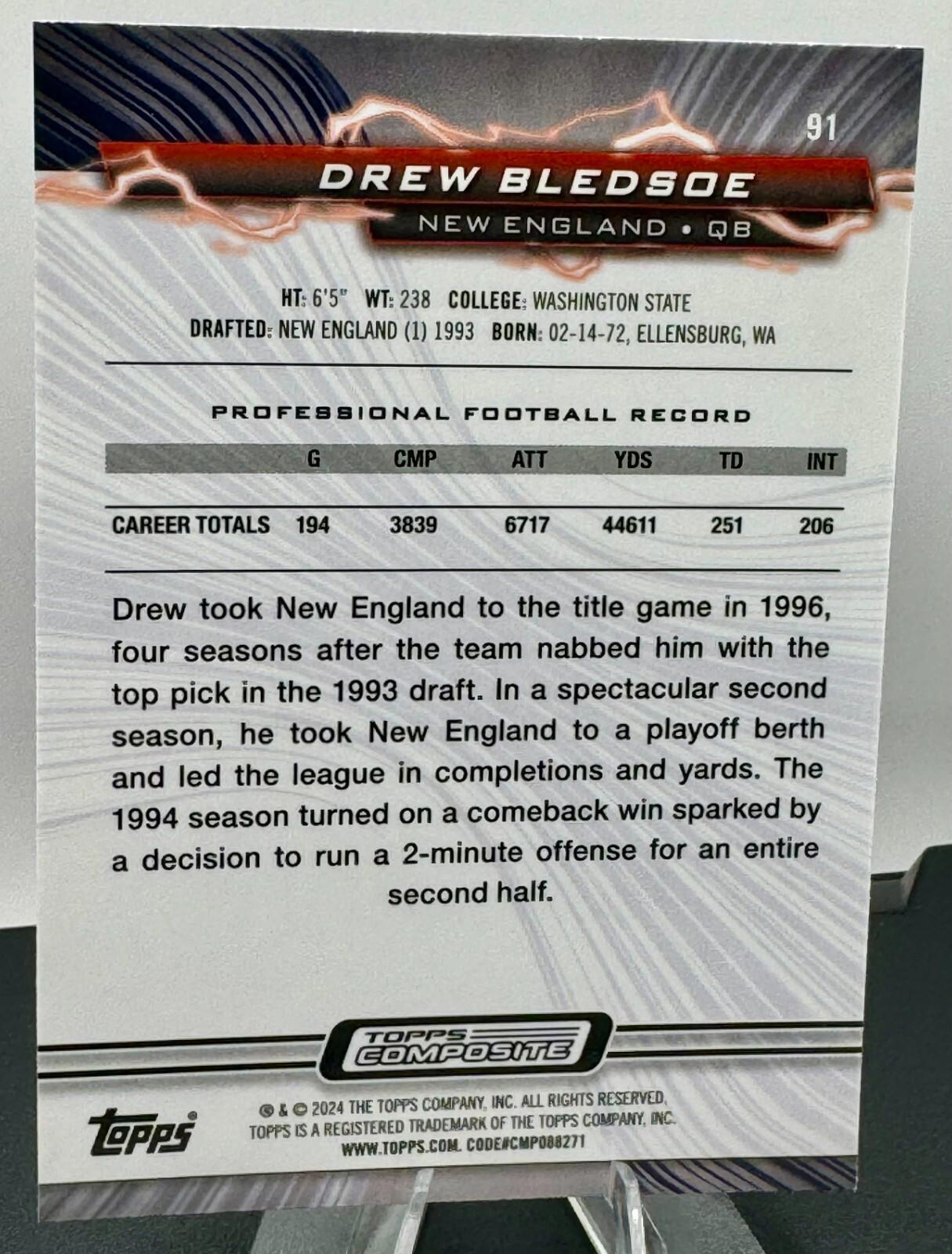 2023 Topps Composite - Blue/Pink Shock Refractor /175 - Drew Bledsoe #91