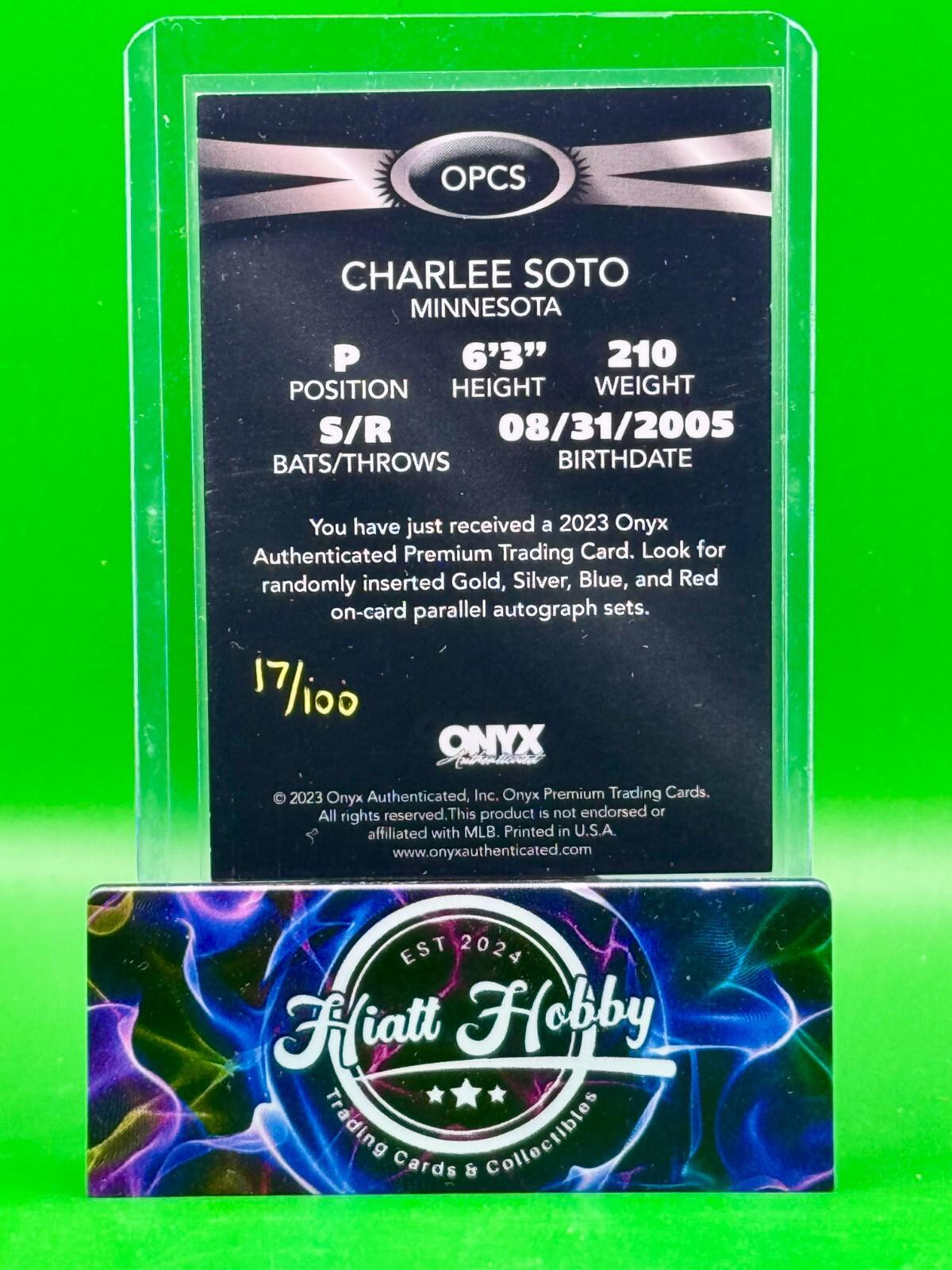 2023 Onyx Premium Baseball - Charlee Soto #OPCS - Silver Auto /100
