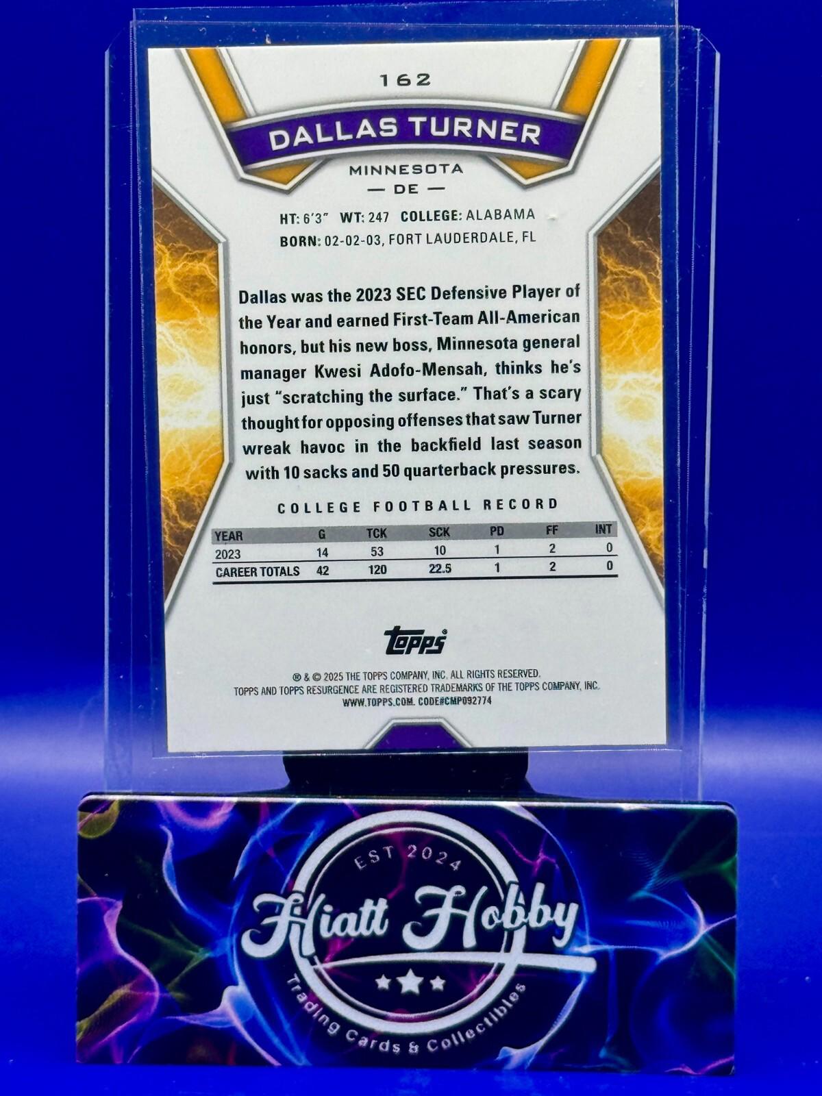 2024 Topps Resurgence - Rookies Dallas Turner #162 - Prism Refractor (RC)
