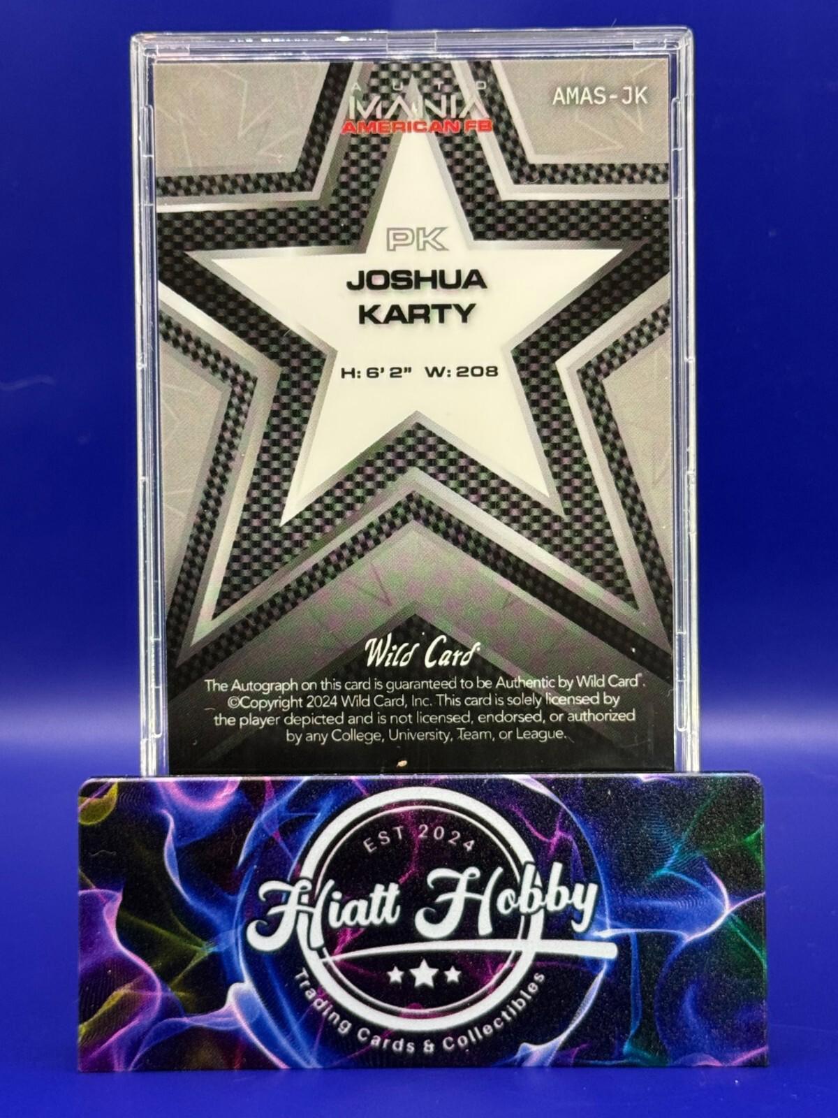 2024 Wild Card Auto Mania - Joshua Karty #AMAS-JK - Dec of Ind Auto - Rainbow /2