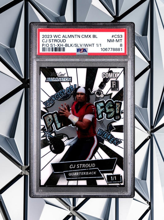 2023 WC Alumination Black Label - CJ Stroud - Playoffs Blk/Slv/Whte 1/1 - PSA 8