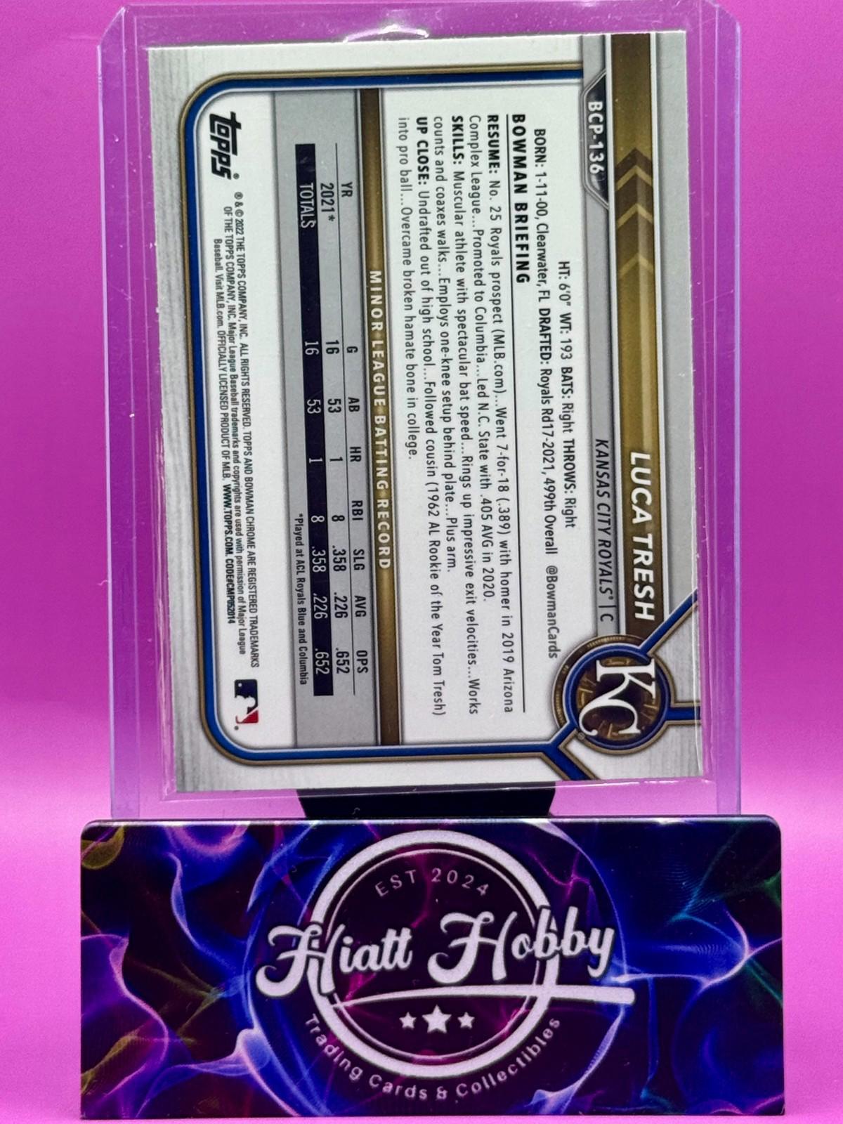 2022 Bowman Chrome - Luca Tresh #BCP-136 - Mojo Refractor (RC)