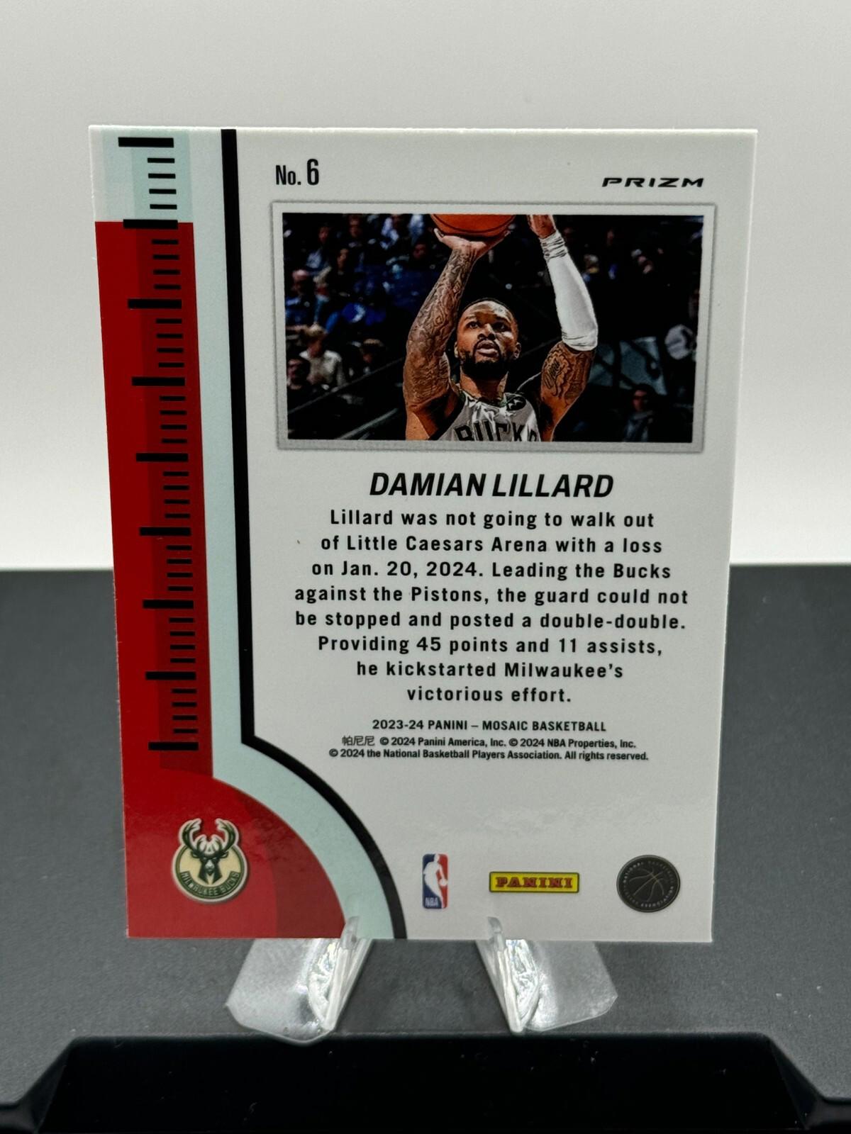 2023-24 Panini Mosaic - Heat Check Red Prizm Damian Lillard #15 - SP