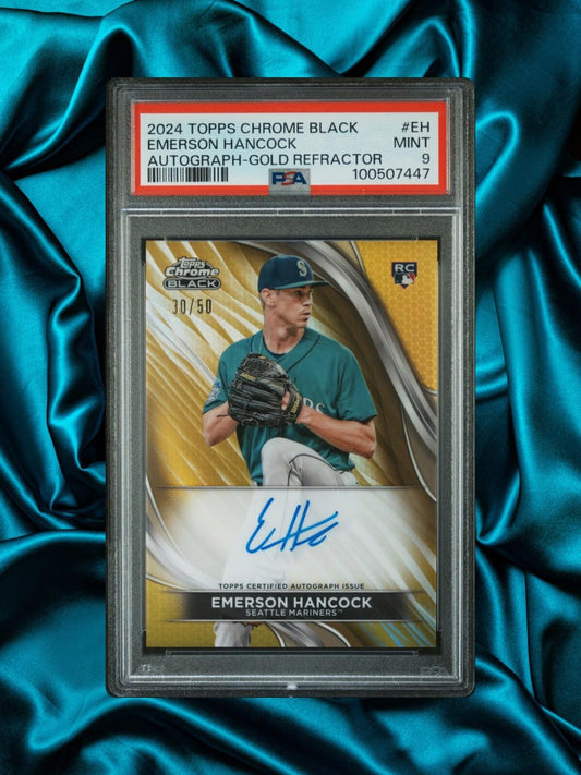 2024 Topps Chrome Black - Emerson Hancock #CBA-EH - Gold Auto /50 - PSA 9