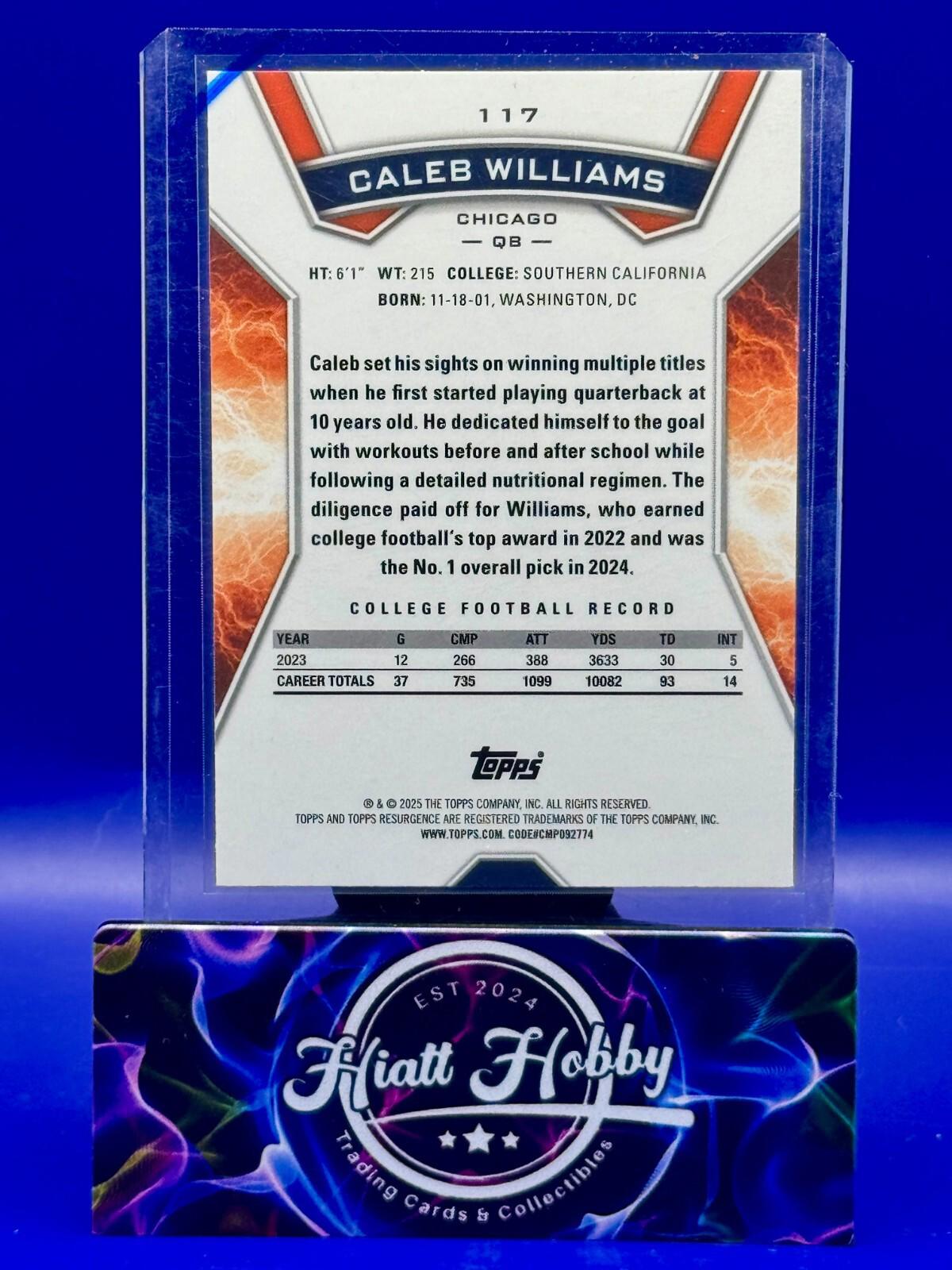 2024 Topps Resurgence - Rookies Caleb Williams #117 - Blue & Orange Spark (RC)