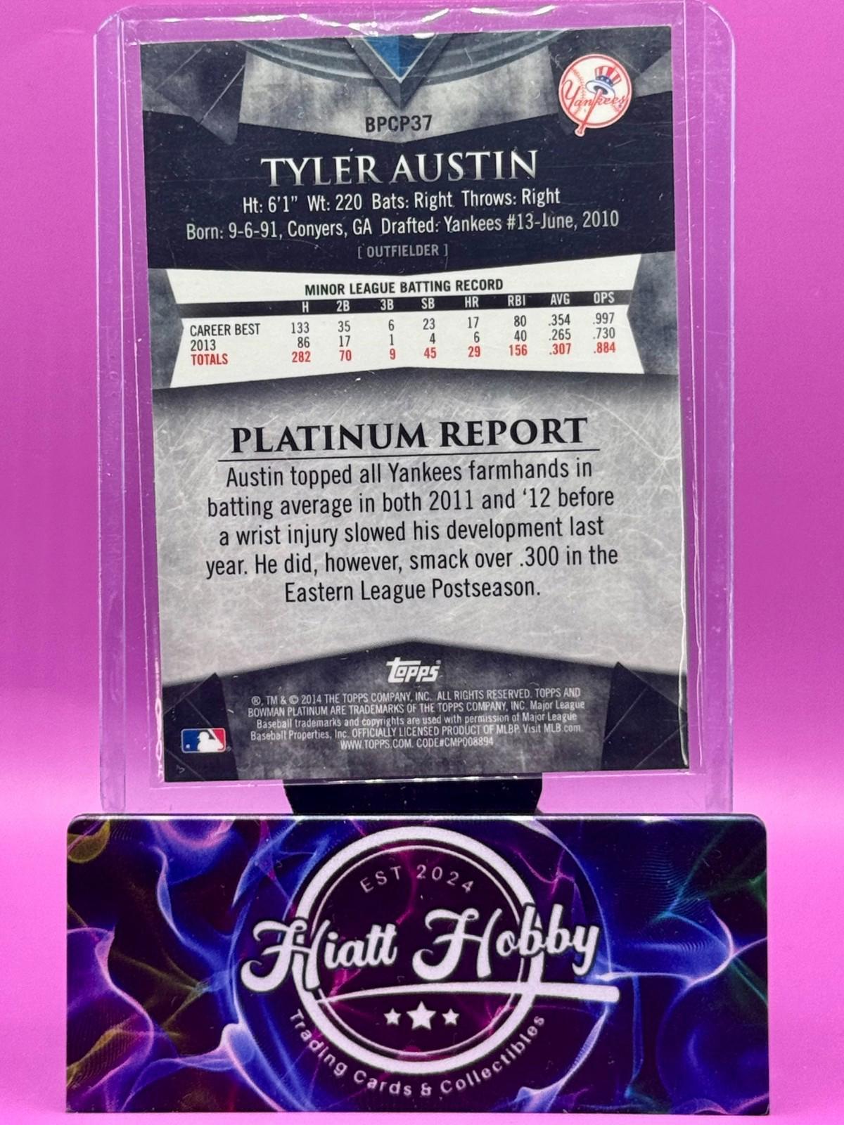 2014 Bowman Platinum Chrome - Tyler Austin #BPCP37 Purple Refractor (RC)