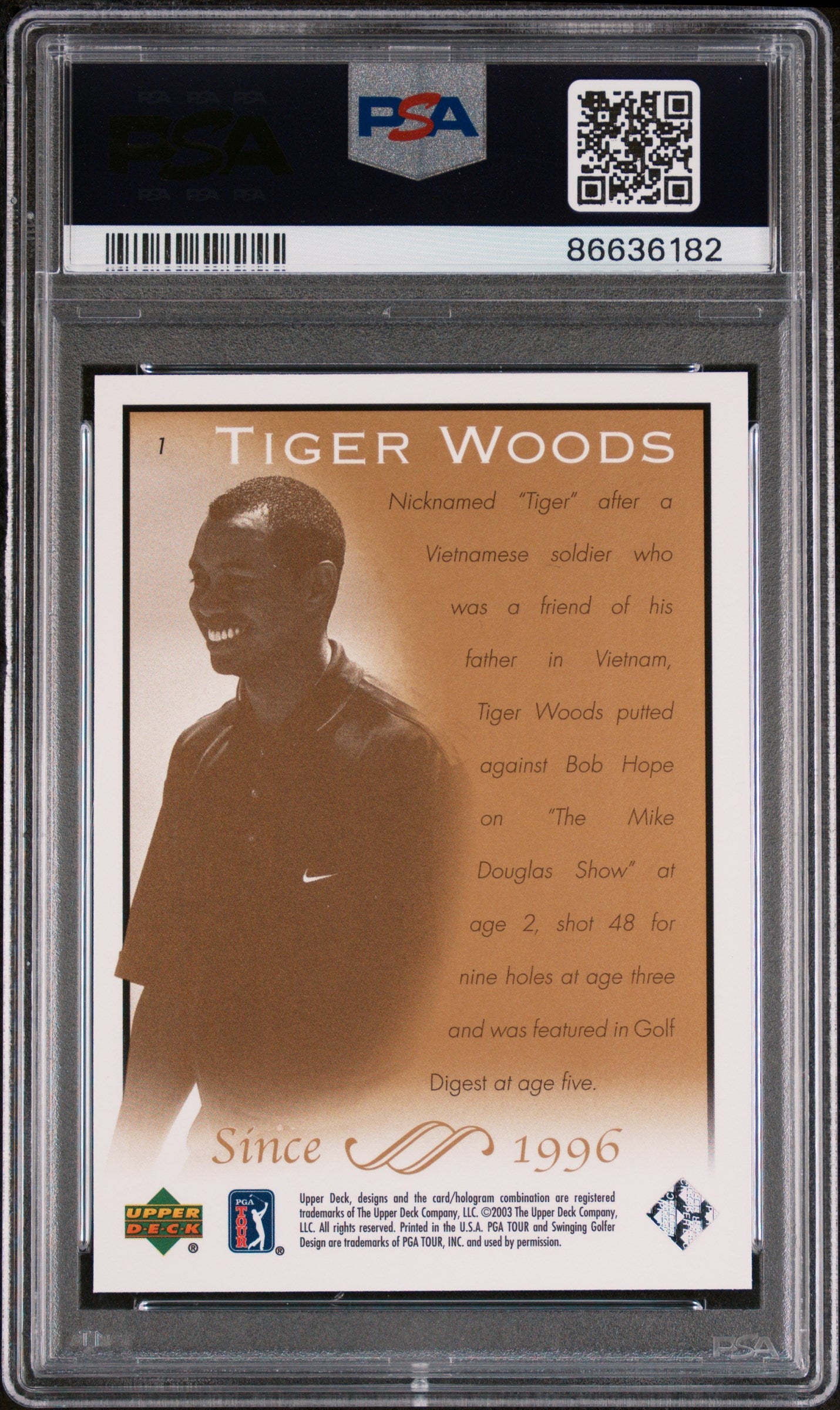 2003 UPPER DECK GOLF TIGER WOODS #1 - PSA 10