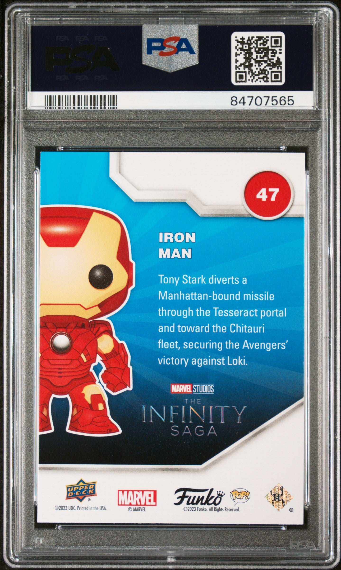 2023 UPPER DECK FUNKO POP MARVEL IRON MAN SPECTRUM #47 PSA 9