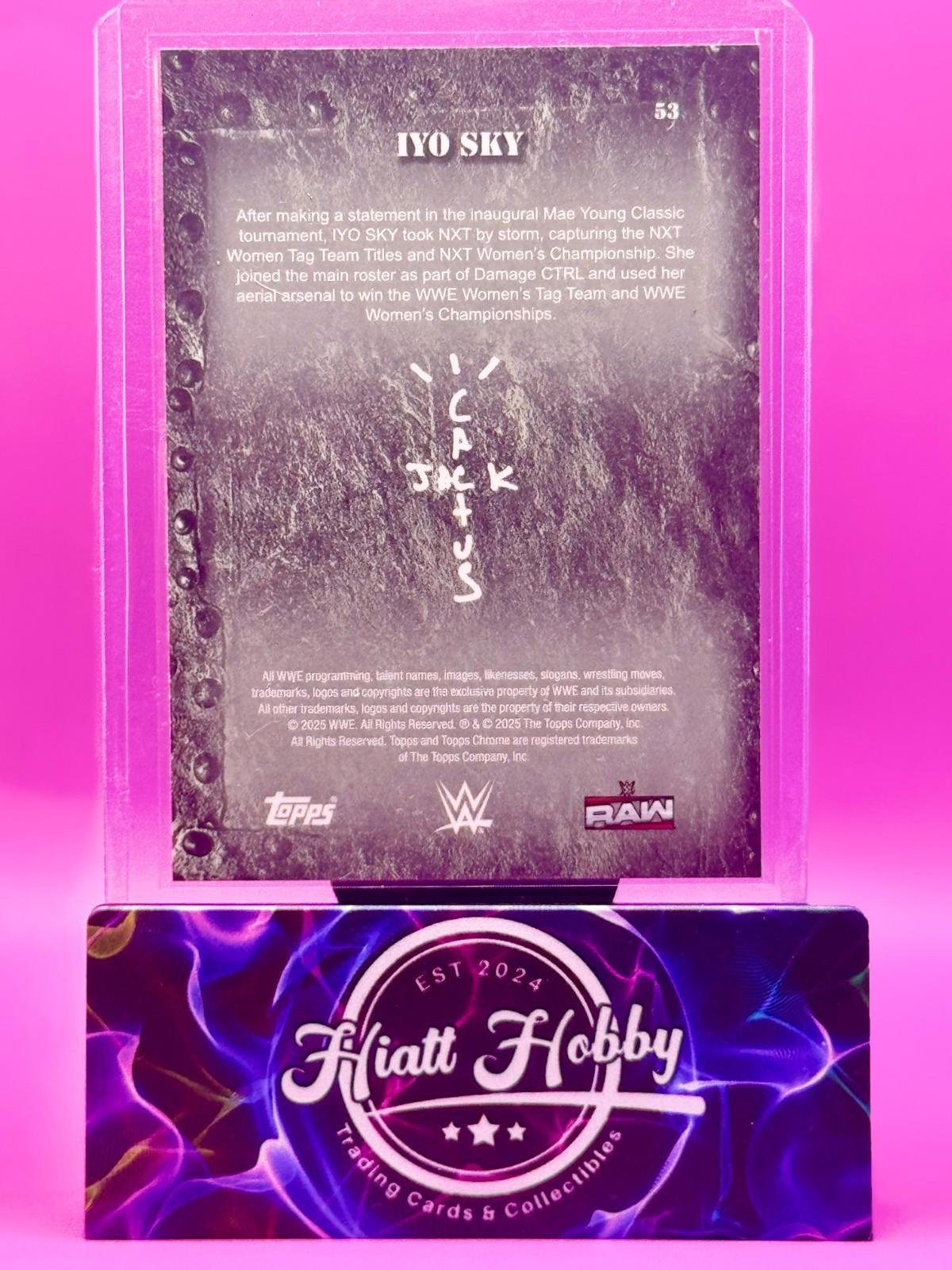 2025 Topps Chrome Cactus Jack WWE - Iyo Sky #53 - Yellow Flames Refractor