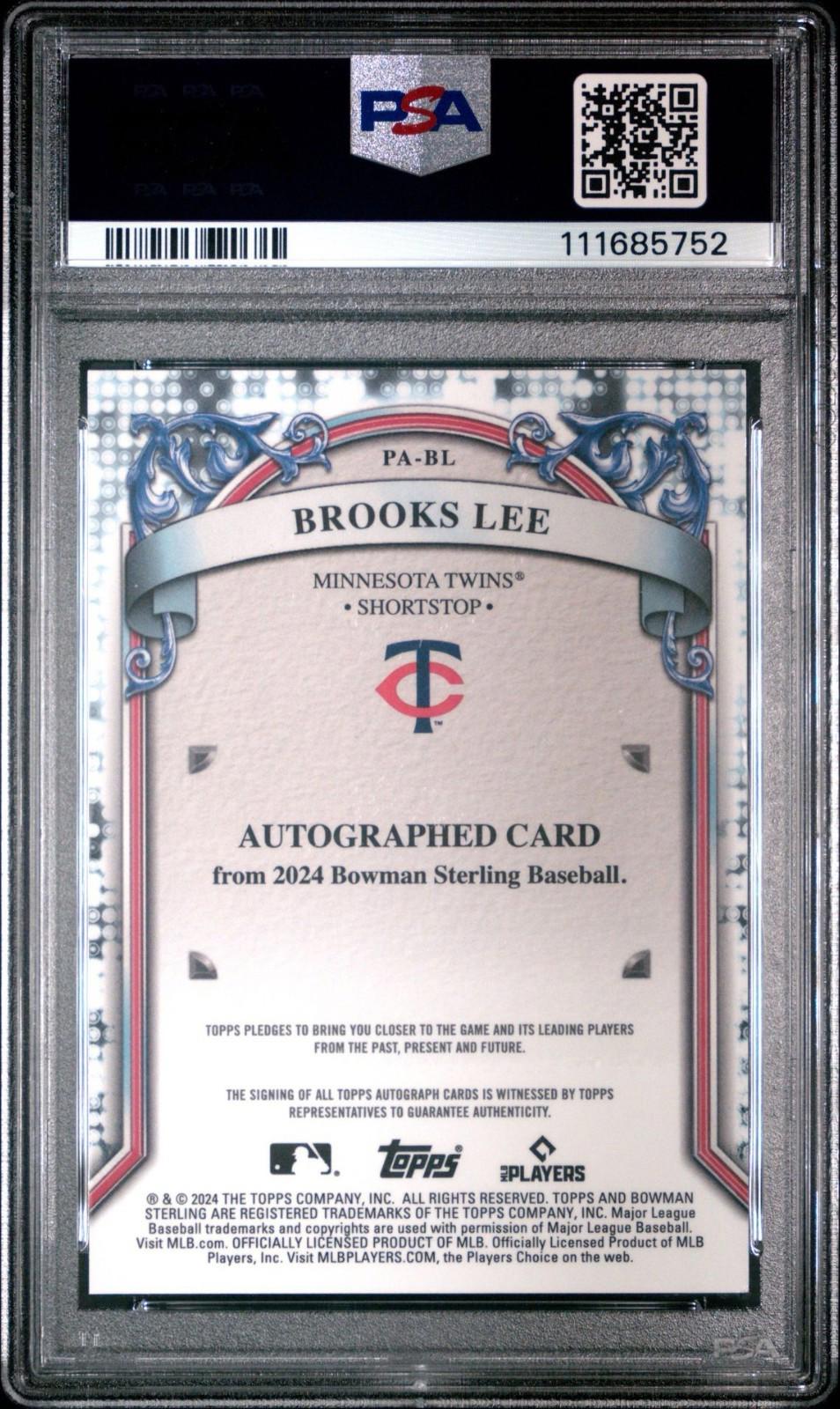 2024 Bowman Sterling - Brooks Lee #PA-BL - Orange Auto /75 (RC, AU) - PSA 9