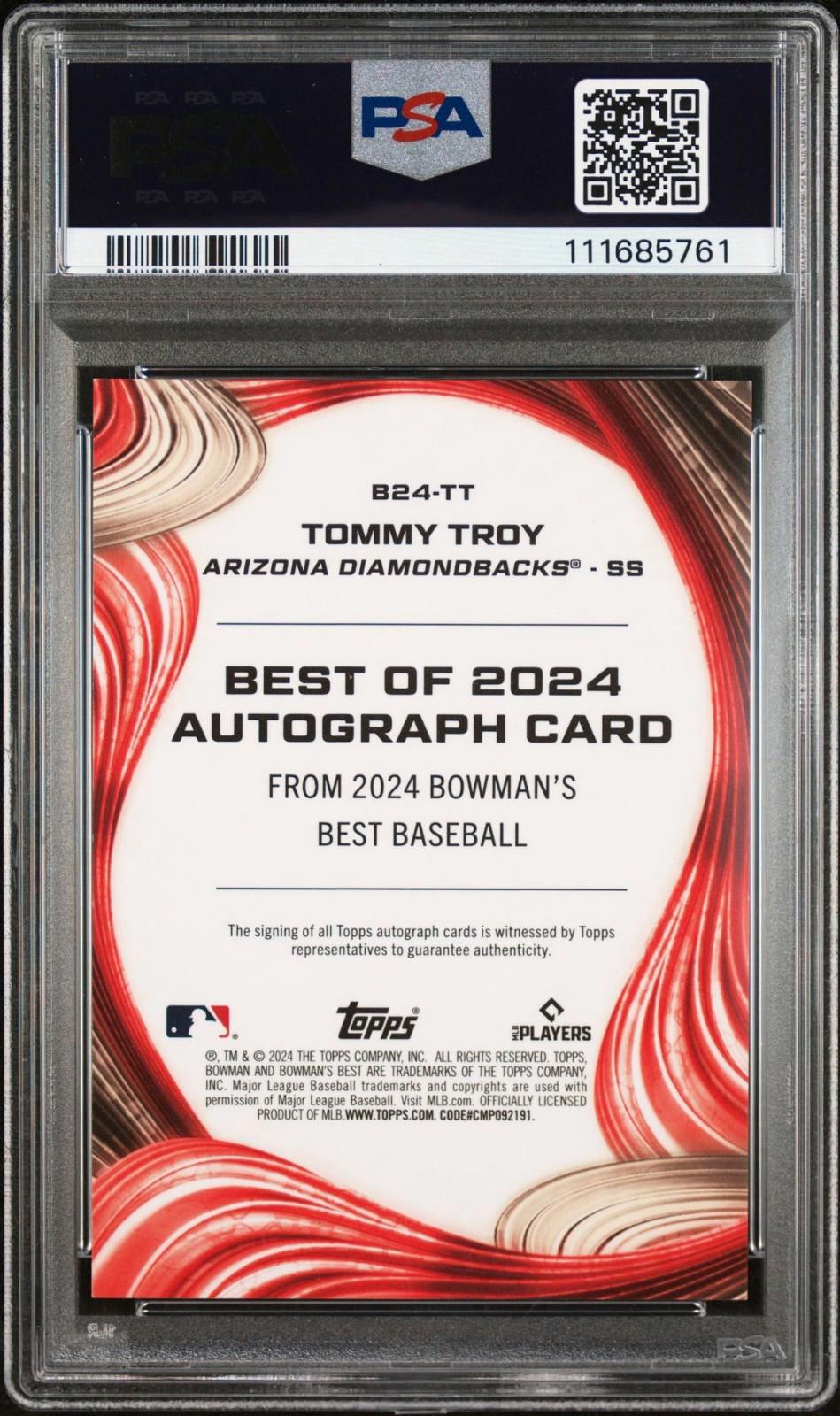 2024 Bowman's Best - Tommy Troy #B24-TT - Gold Auto /50 (RC, AU) - PSA 10