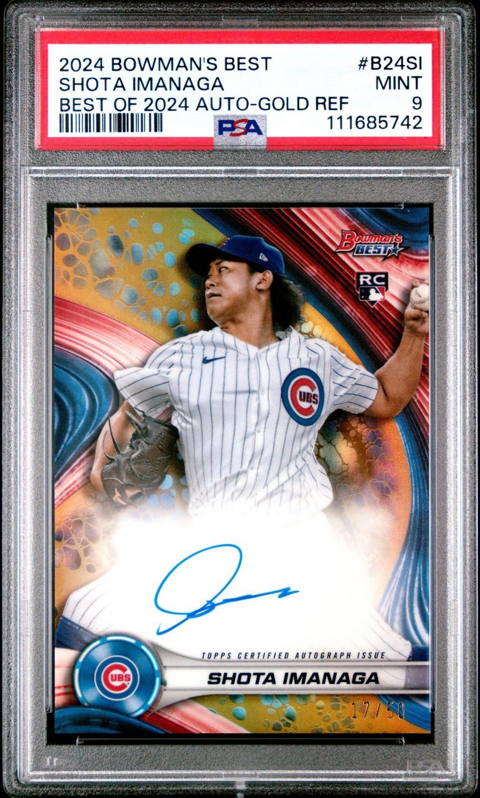 2024 Bowman's Best - Shota Imanaga #B24-SI - Gold Auto /50 (RC, AU) - PSA 9