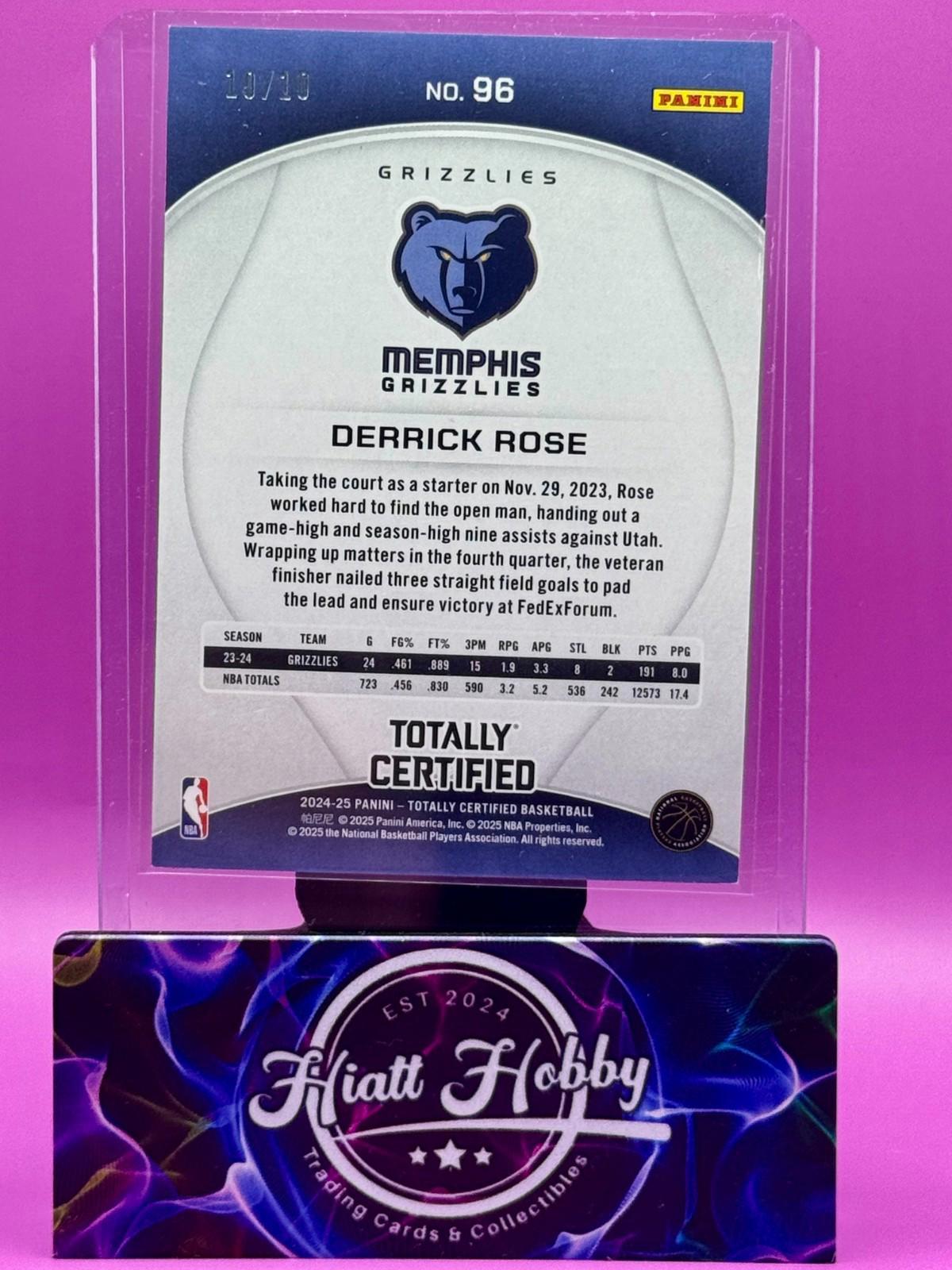 2024-25 Panini Totally Certified - Derrick Rose #96 - Gold Mirror 10/10