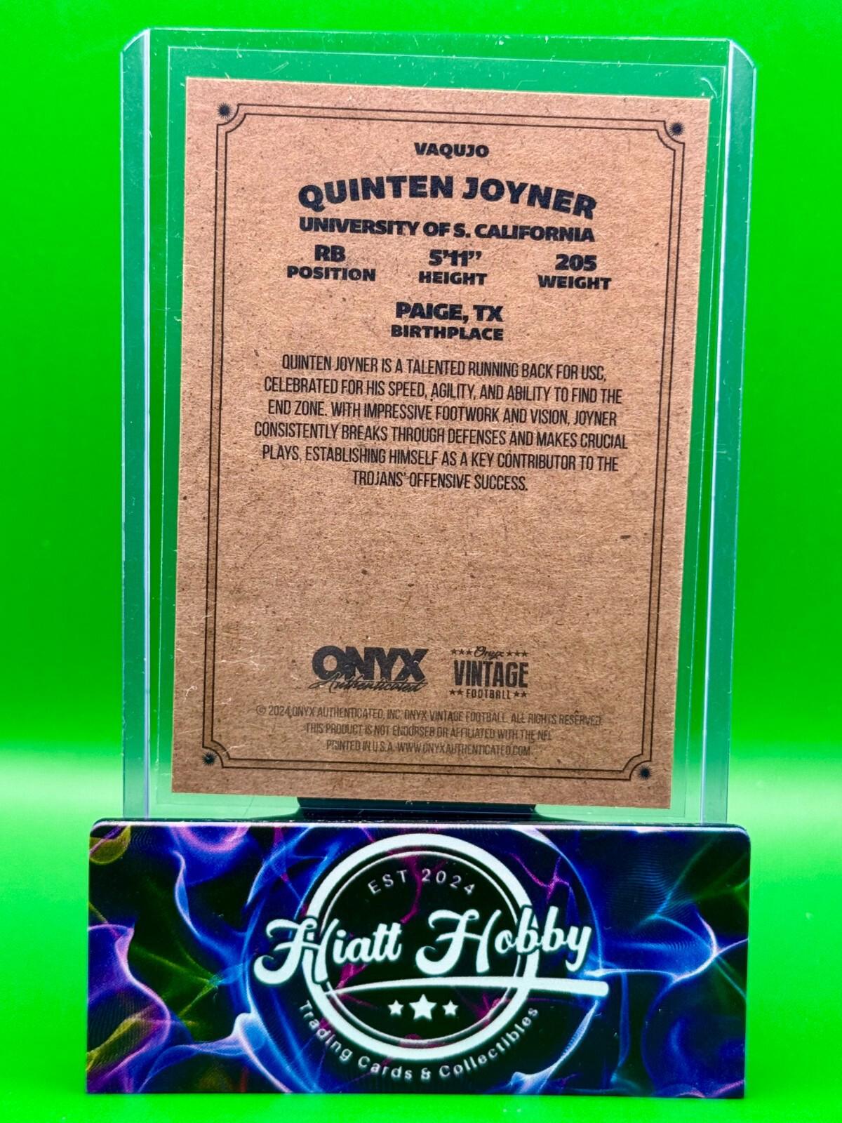 2024 Onyx Vintage Football - Quinten Joyner #VAQUJO - Auto (AU,RC)