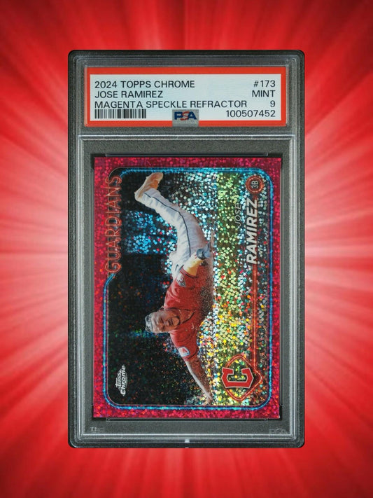 2024 Topps Chrome - Magenta Speckle Refractor #173 Jose Ramirez /350 PSA 9
