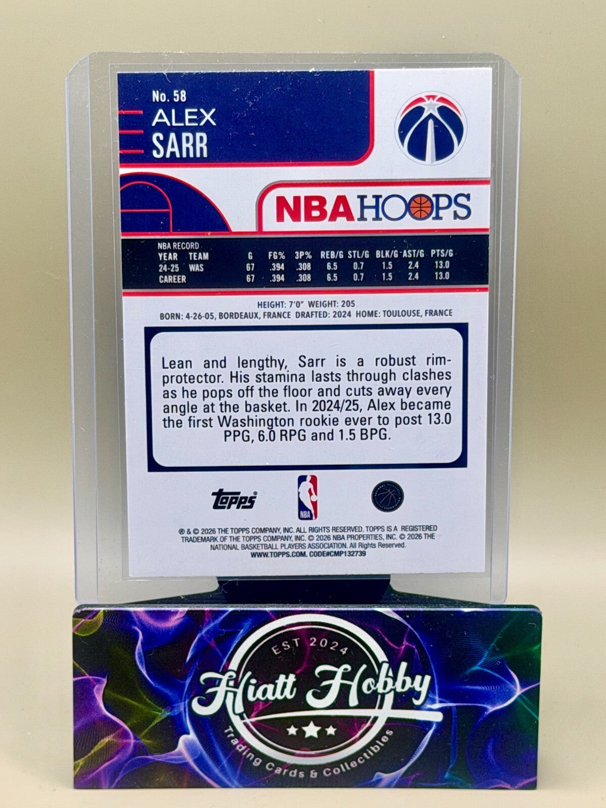 2025-26 NBA Hoops Basketball - #58 Alex Sarr - Green Hoops