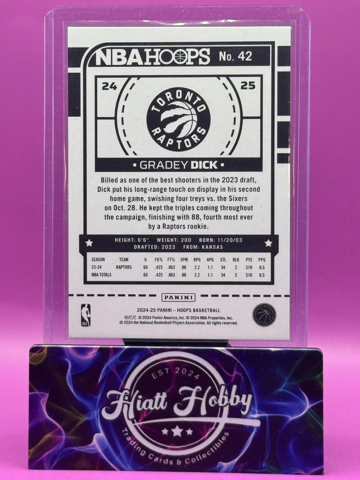 2024-25 Panini Hoops Basketball - Grady Dick #42 - Green Explosion /99 (RC)