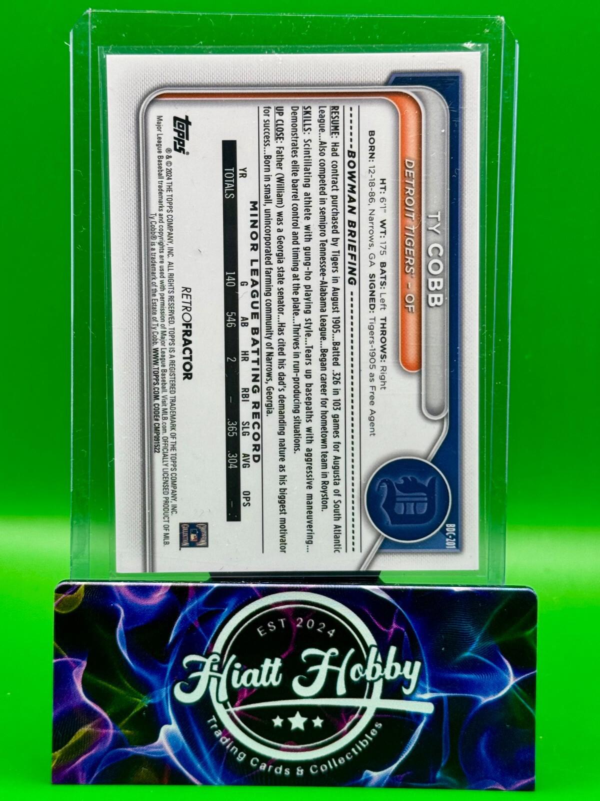 2024 Bowman Draft Chrome - Ty Cobb #BDC-201 - Retrofractor Short Print