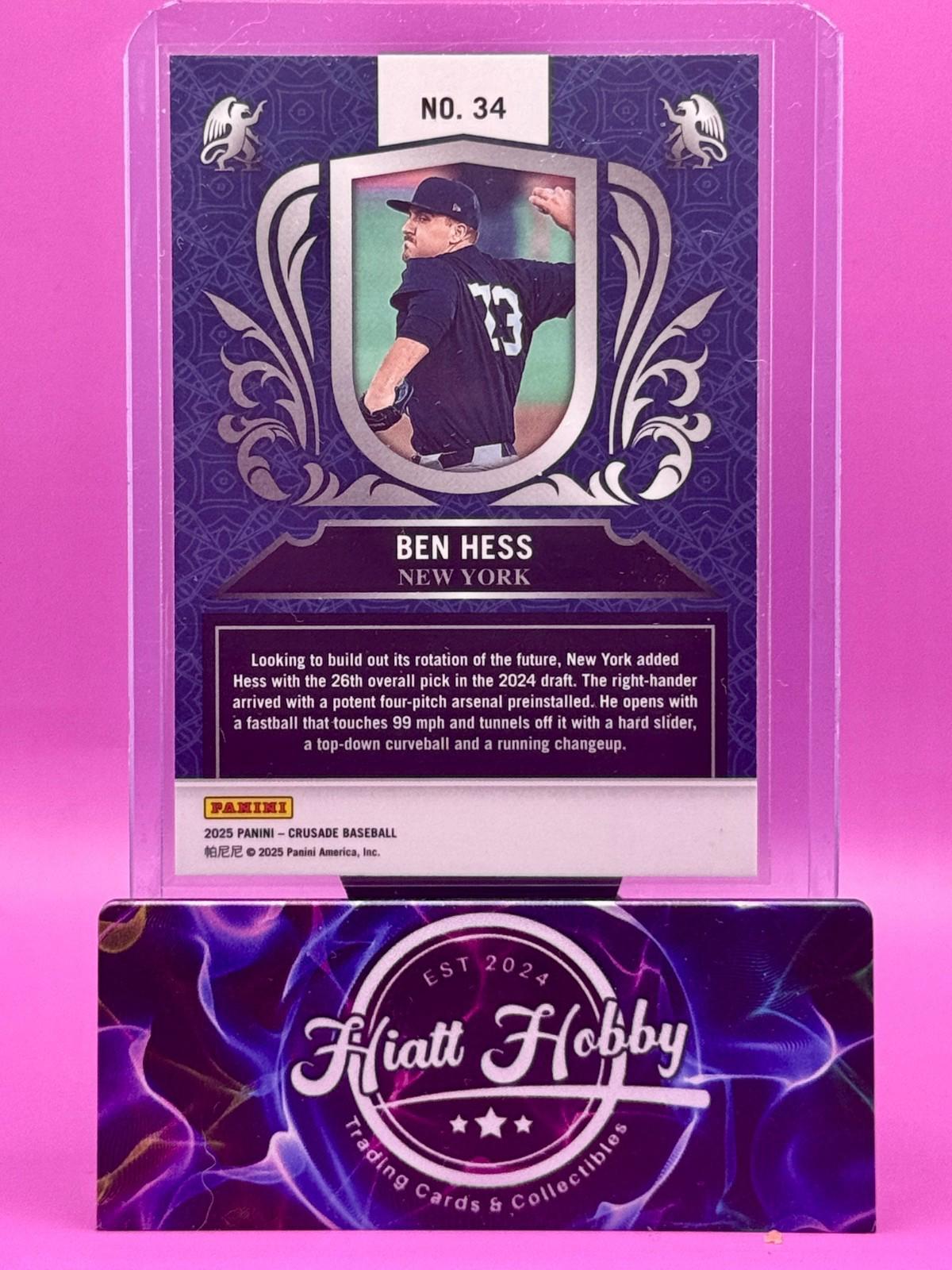 2025 Panini Crusade - Ben Hess #34 - Blue Crusade - Cracked Ice (RC)