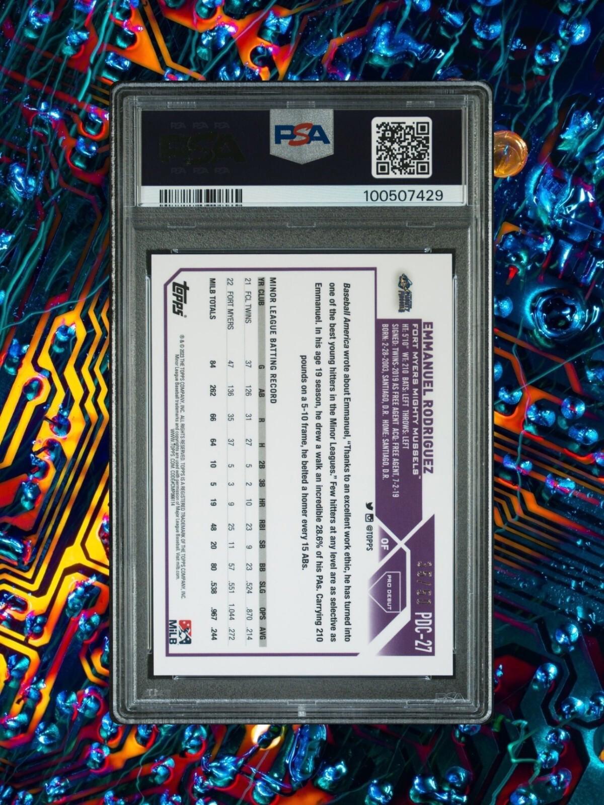 2023 Topps Pro Debut - Emmanuel Rodriguez #PDC-27 - Gold /50 - PSA 9
