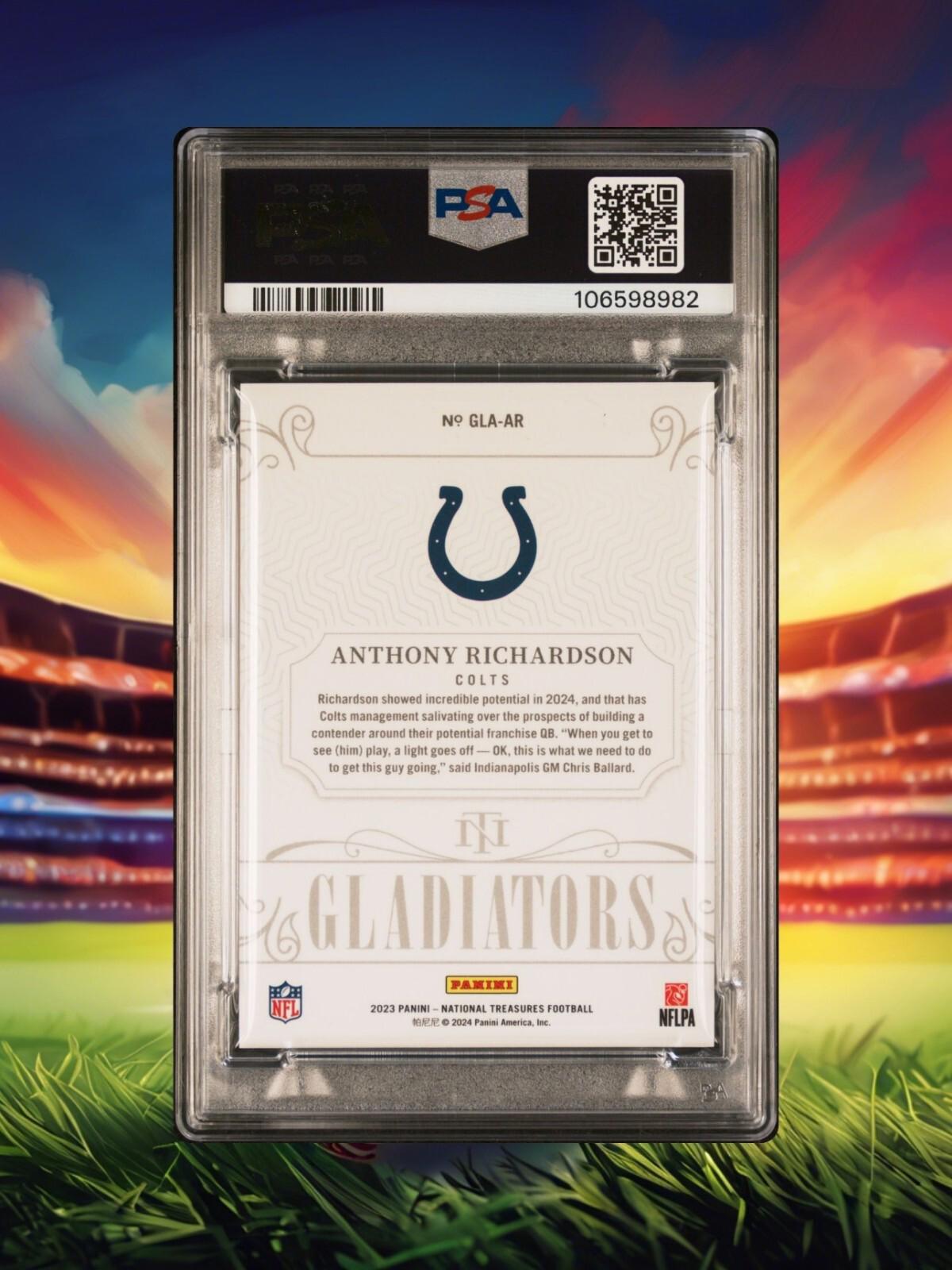 2023 Panini National Treasures - Gladiators Anthony Richardson /50 (RC) - PSA 8
