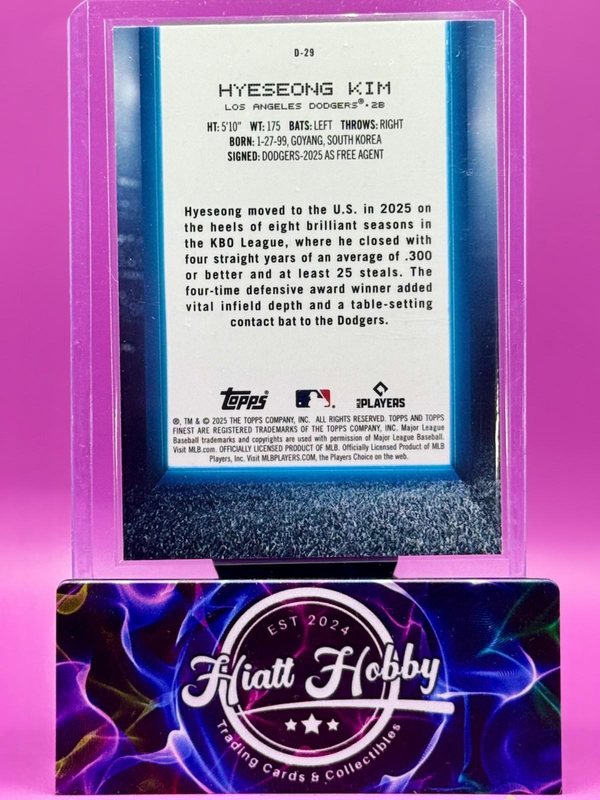 2025 Topps Finest - Hyeseong Kim #D-29 - Debut (RC)