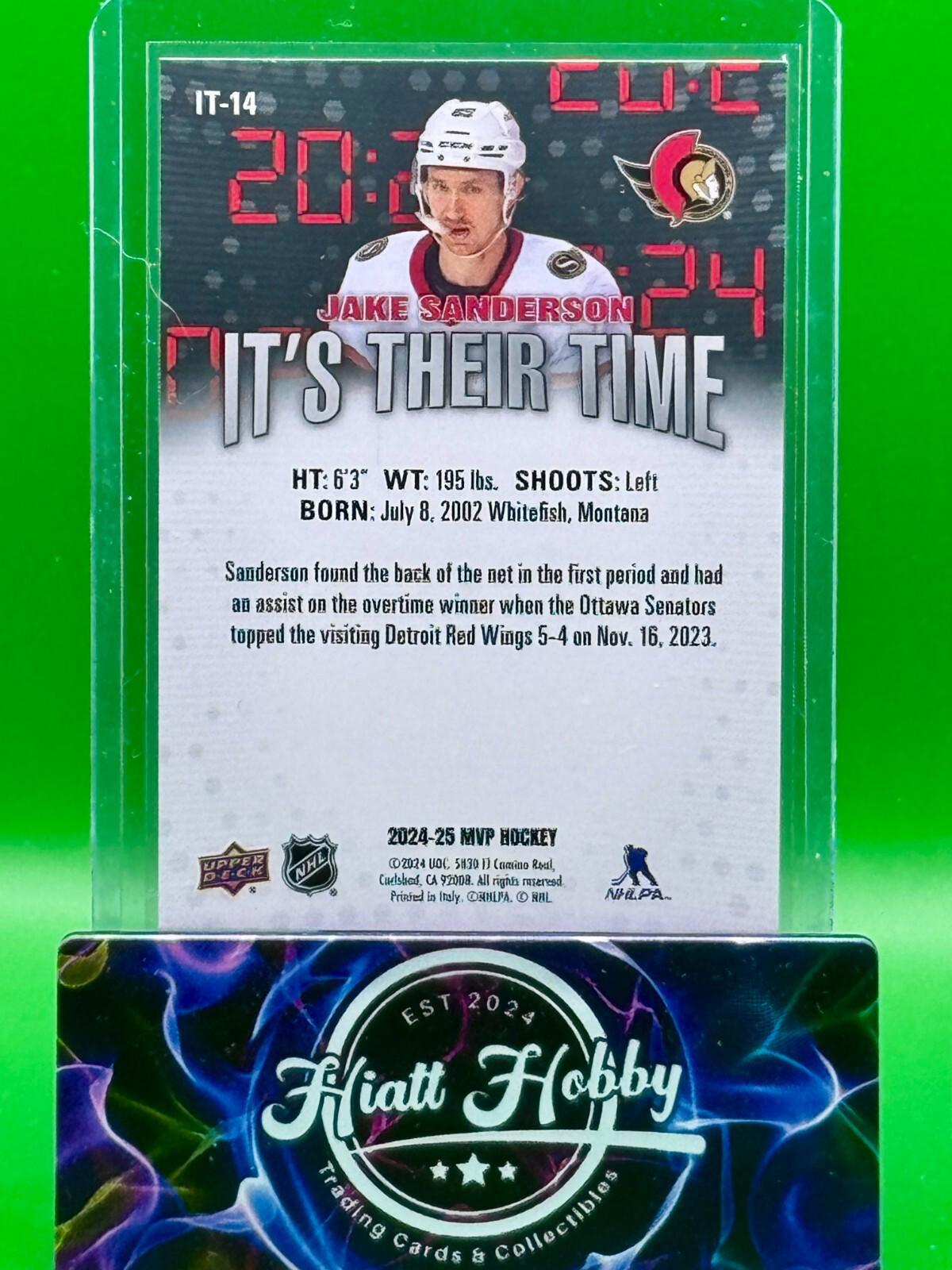2024-25 Upper Deck MVP Hockey - Jake Sanderson #IT-14 - It's Their Time