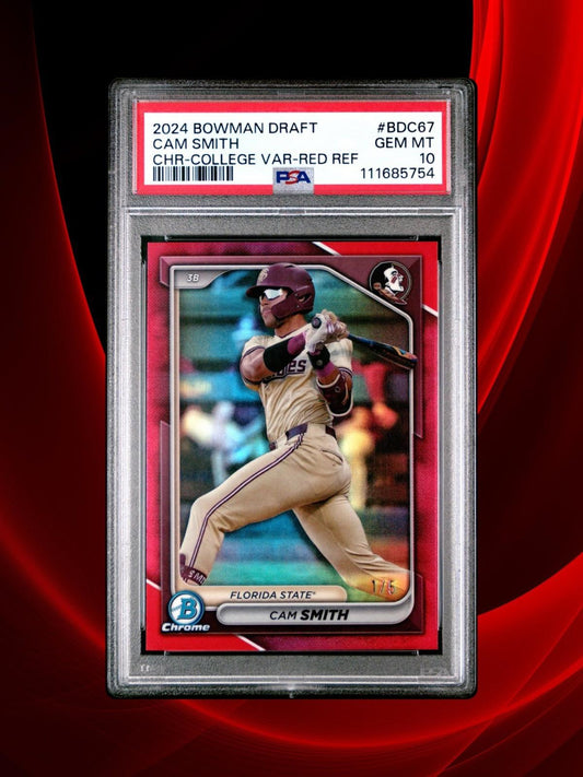 2024 Bowman Draft - Cam Smith #BDC-67 - College Variation - Red 1/5 (RC) PSA 10