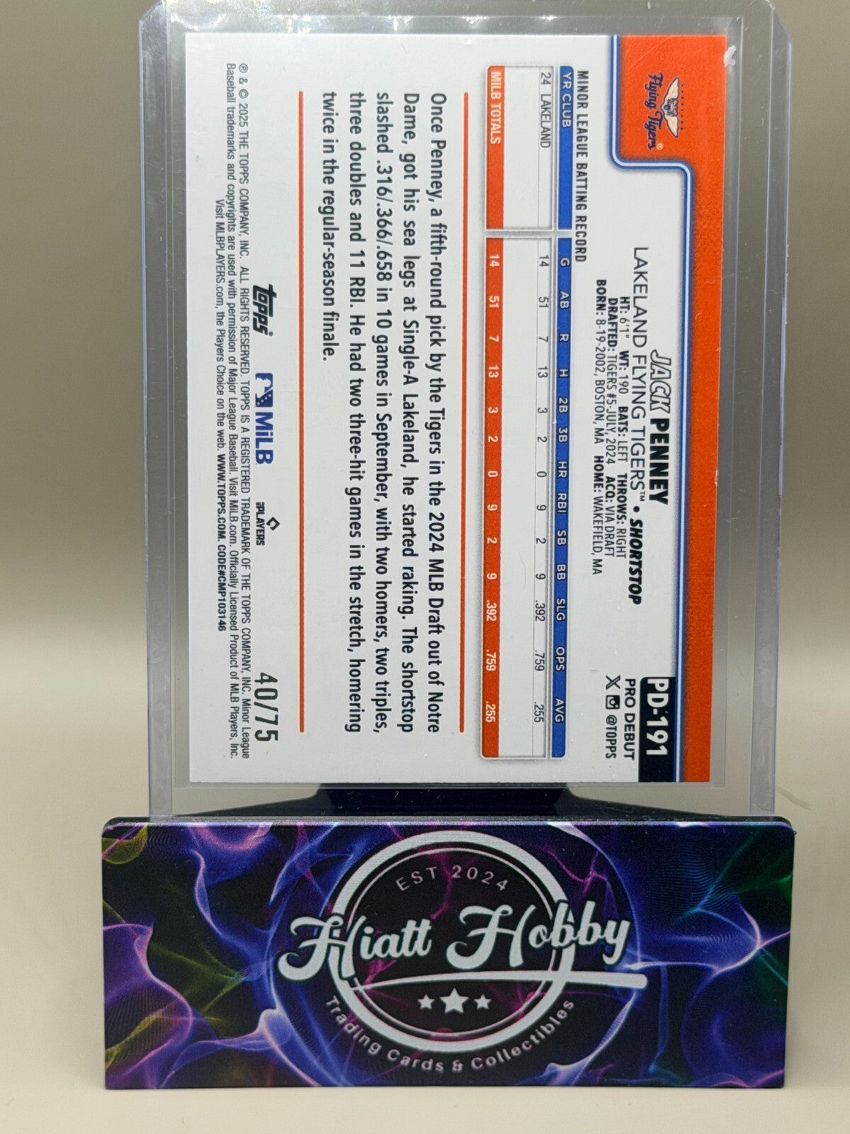 2025 Topps Pro Debut - #PD-191 Jack Penney - Aqua /75 (RC)