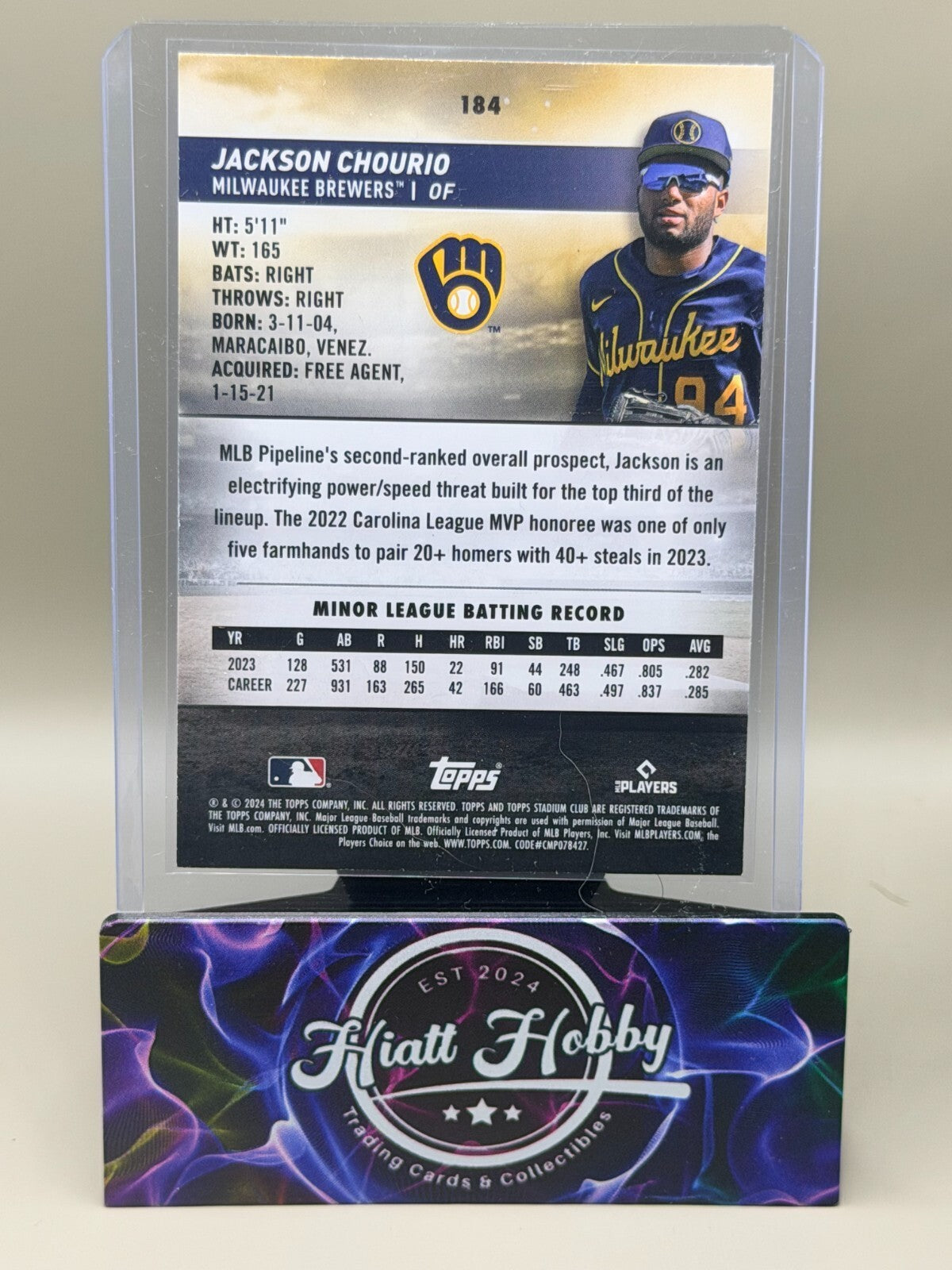 2024 Topps Stadium Club - #184 Jackson Chourio (RC)