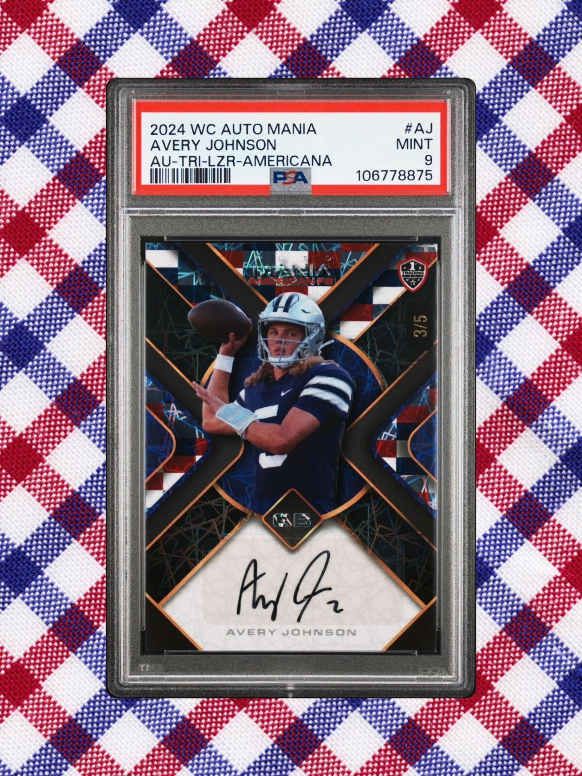 2024 WC Auto Mania - Avery Johnson #AMAT-AJ - Lazer Americana Auto /5 - PSA 9
