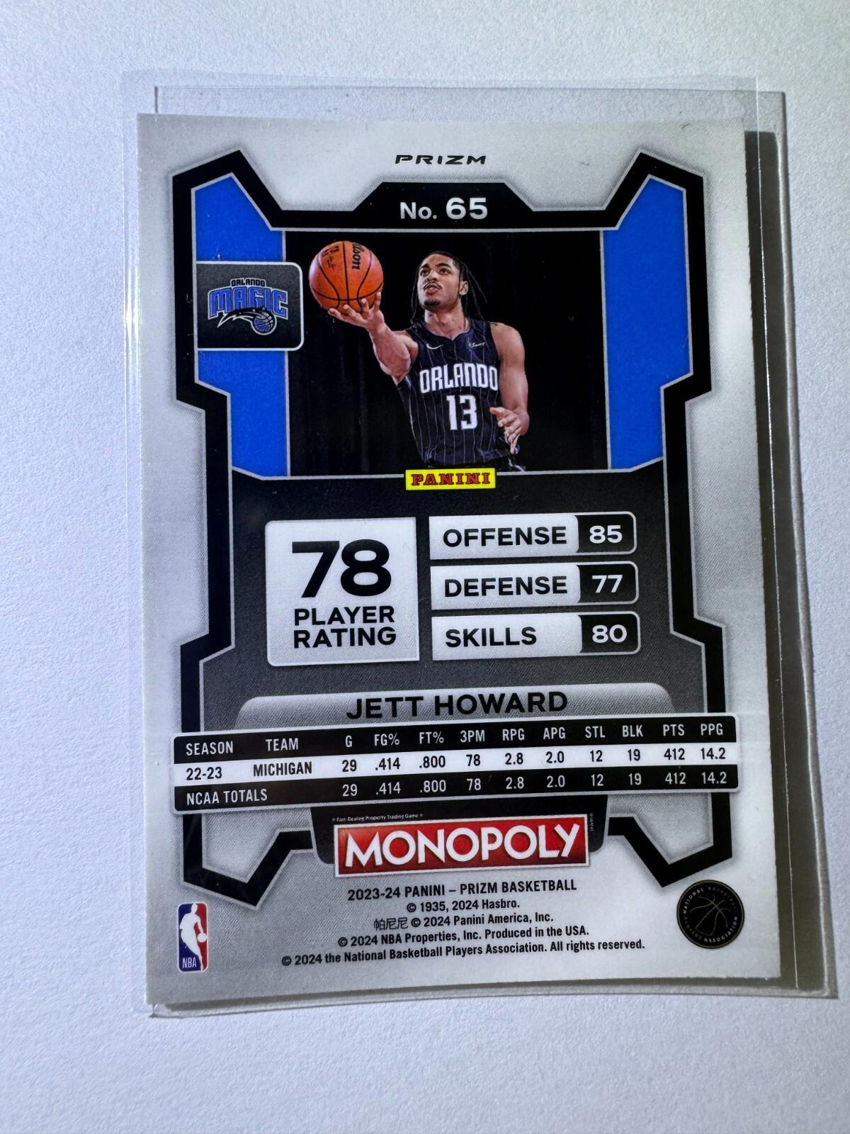 2024 Panini Prizm Monopoly Purple Wave Prizm Jett Howard #65
