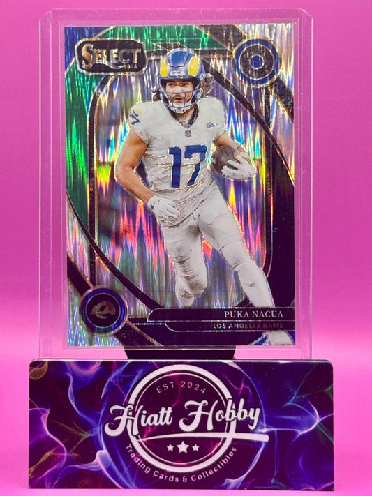 2024 Panini Select - Club Level Puka Nacua #287 Black & Green Shock Prizm