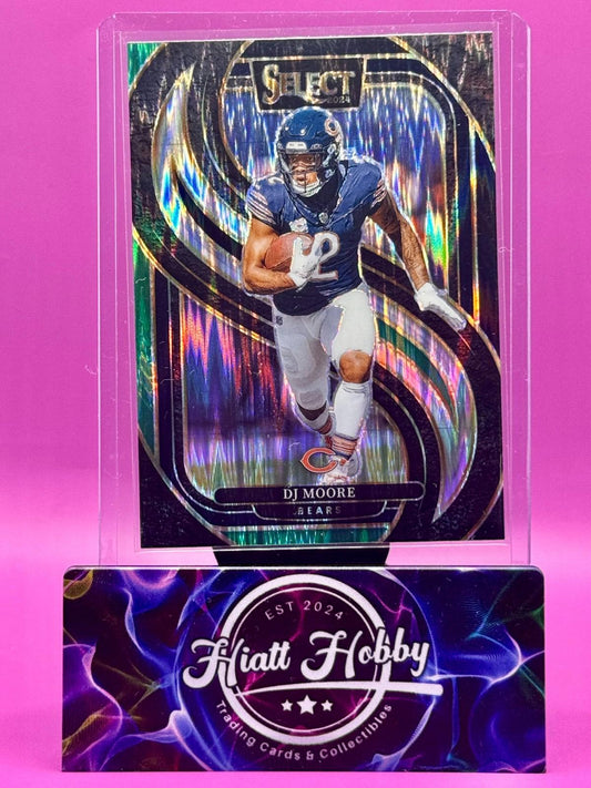 2024 Panini Select - Premier Level - D.J. Moore #151 Black & Green Shock Prizm