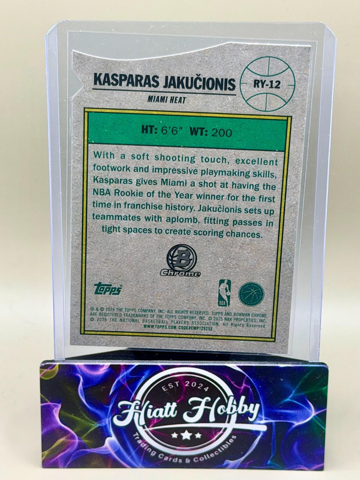 2025-26 Bowman Chrome Basketball #RY-12 Kasparas Jakucionis - ROY Favorites (RC)