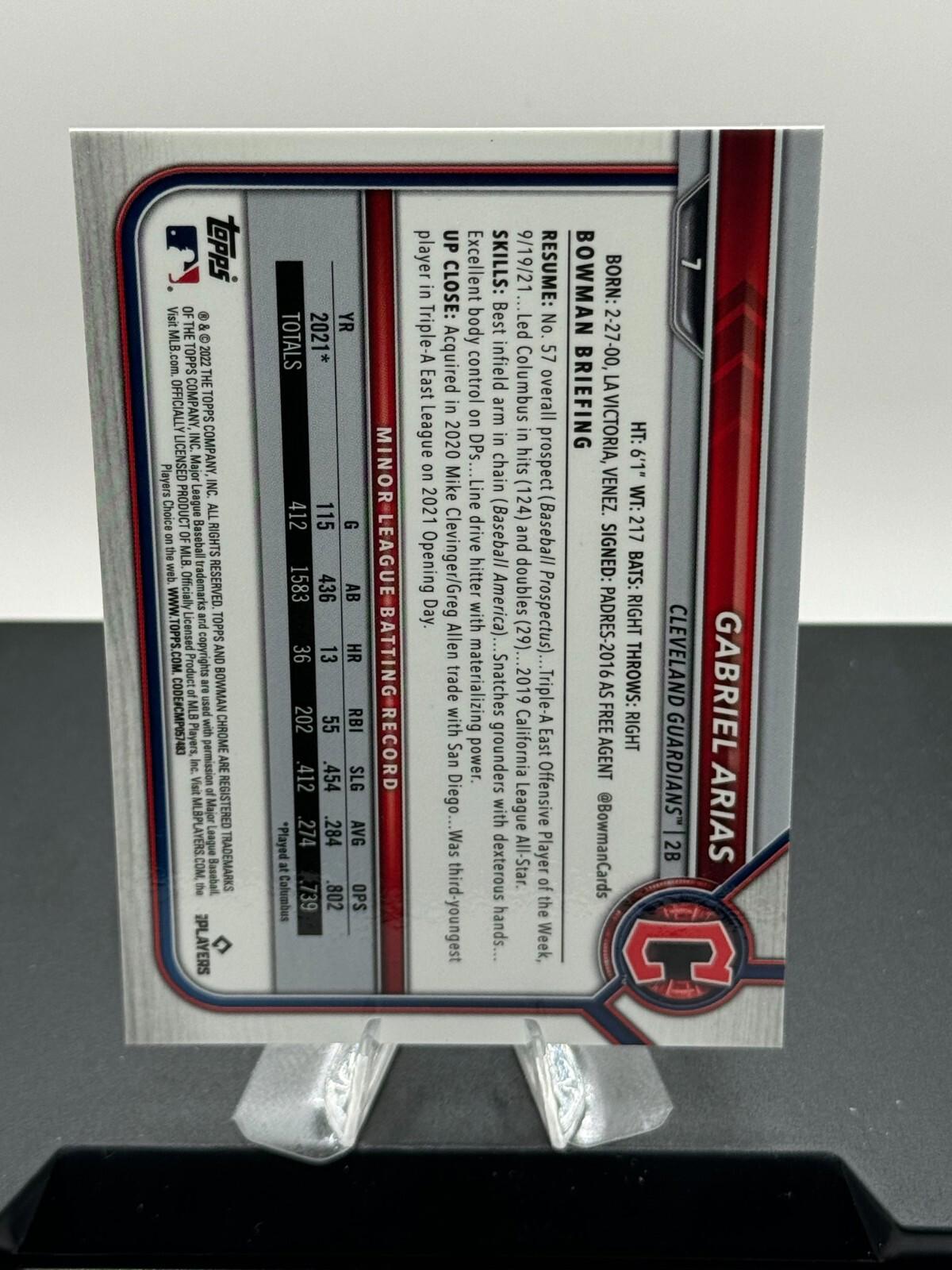 2022 Bowman Chrome Sapphire - Gabriel Arias #7 - Orange /75 (RC)
