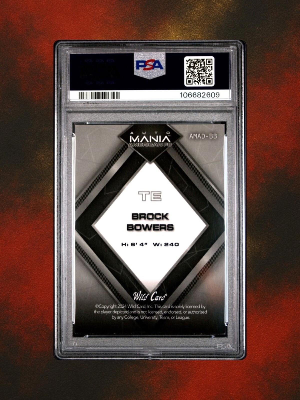 2024 Wild Card Auto Mania - Brock Bowers #AMAD-BB - Mojo Fireworks 1/1 - PSA 8