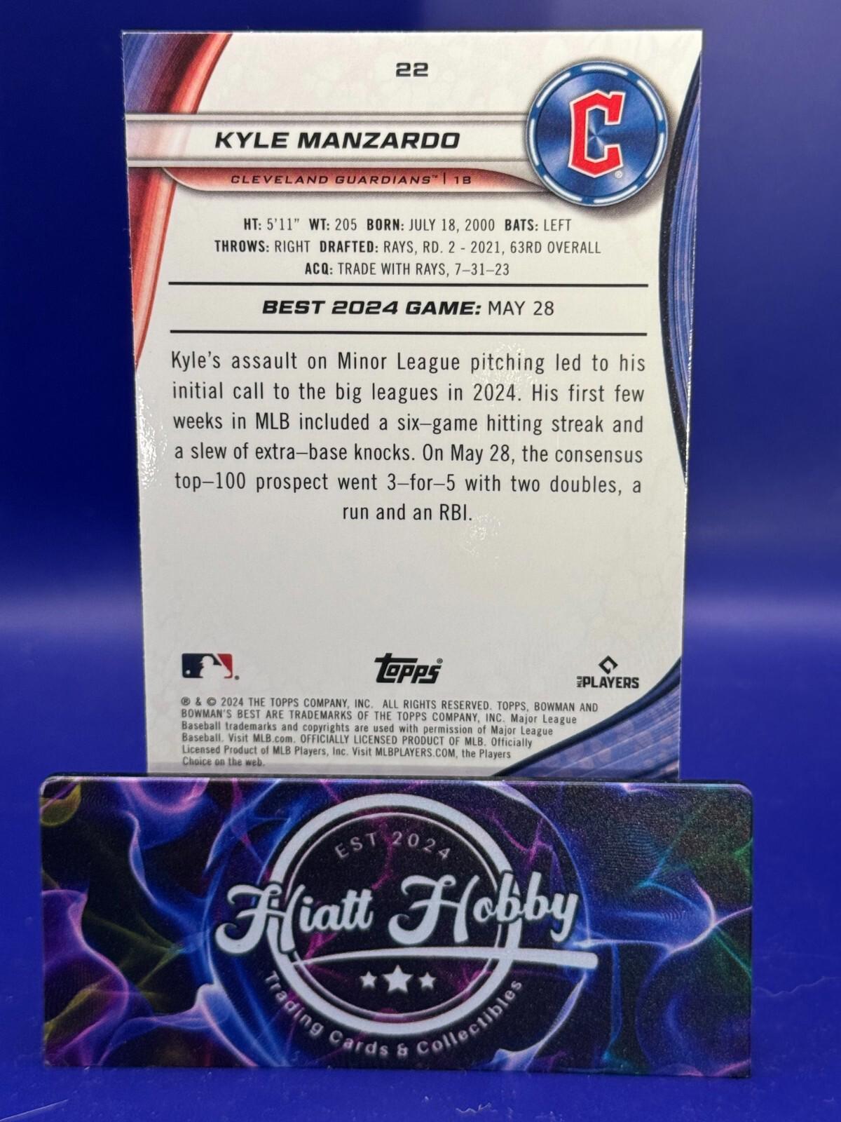2024 Bowman's Best Baseball - Kyle Manzardo #22 - Mini Diamond Refractor /299