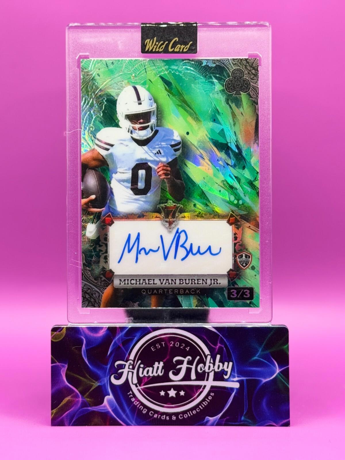 2024 Wild Card 7-Card Stud Michael Van Buren Jr #AC7CC-MB Green Rainbow Auto 3/3