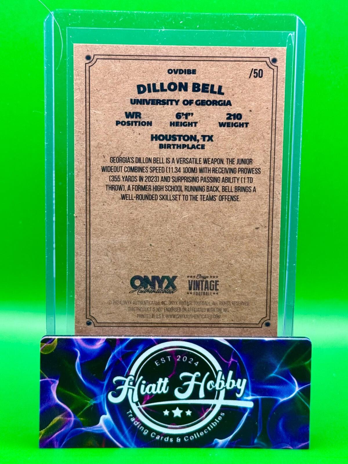 2024 Onyx Vintage Football - Dillon Bell #OVDIBE - Green /50 (RC)